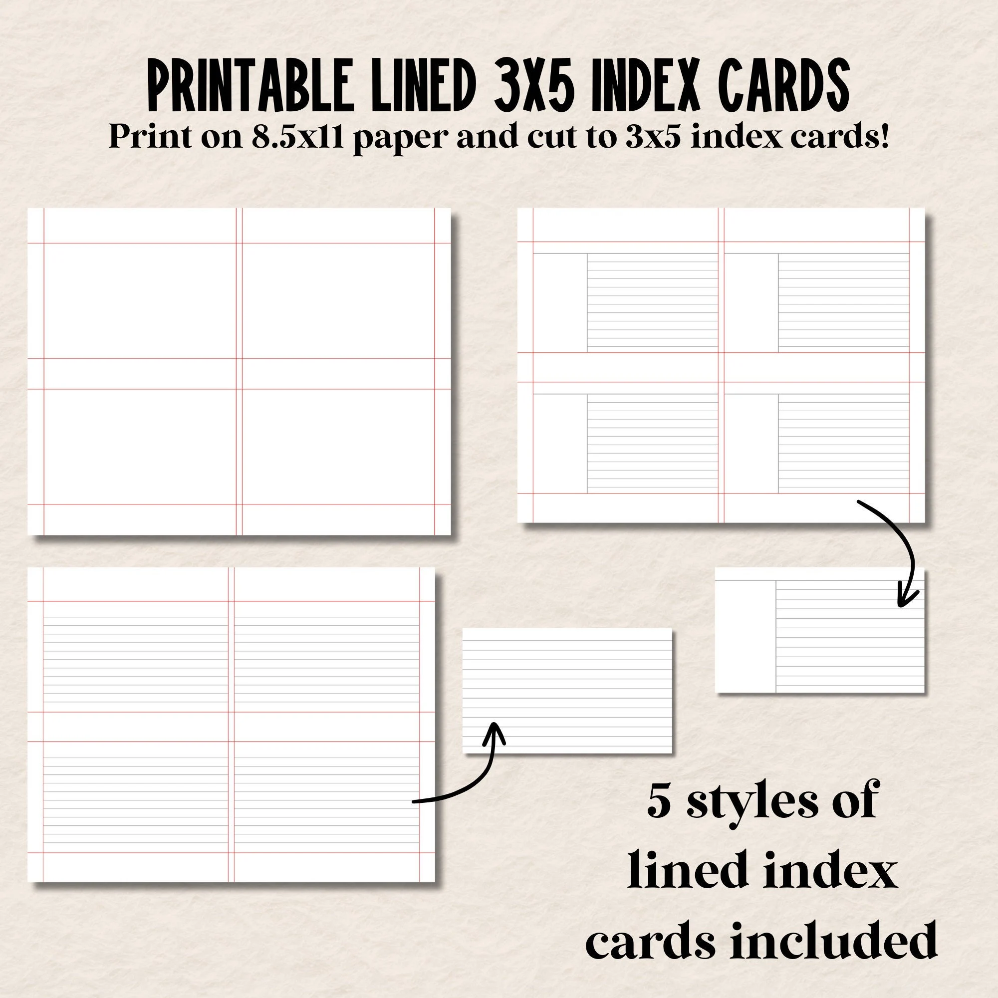 Printable 3x5 Index Cards Lined Index