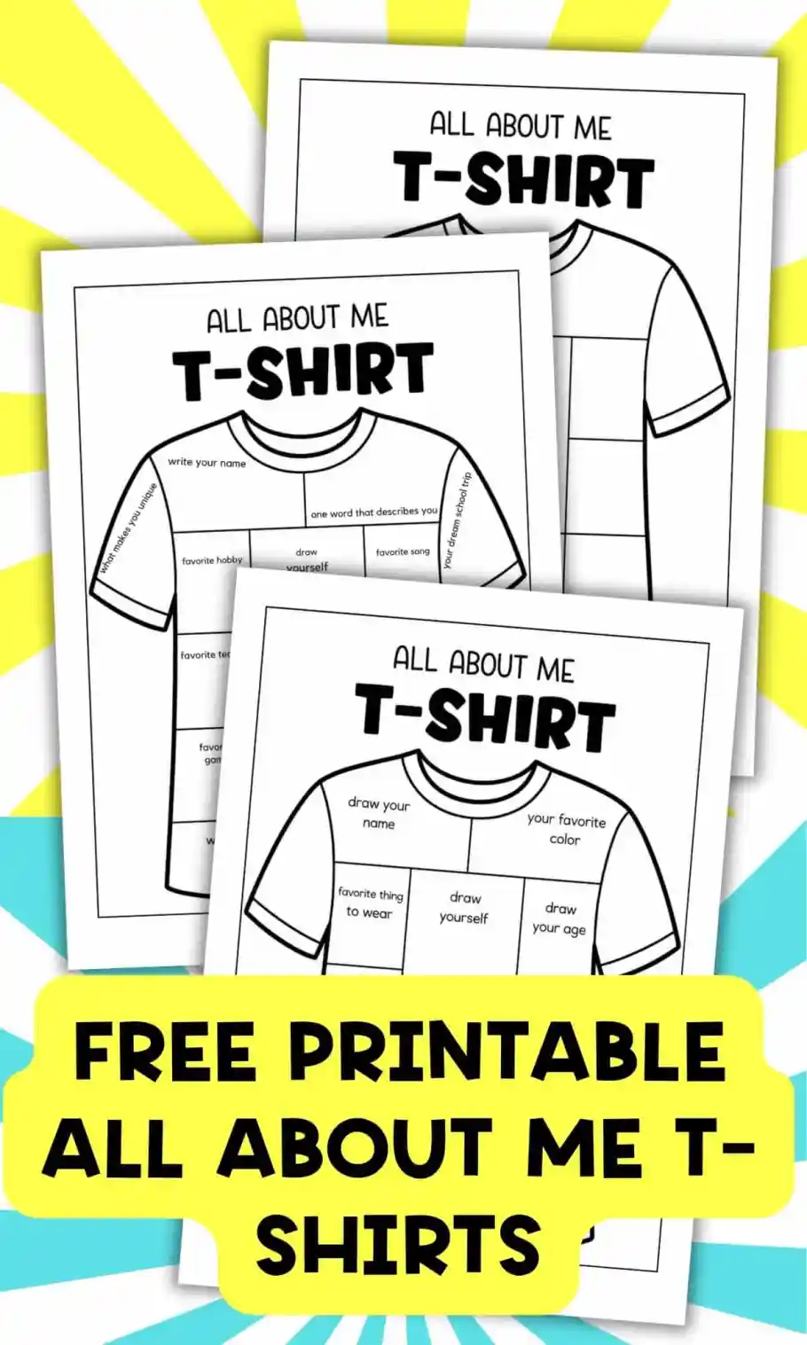 Printable All About Me T Shirt Templates