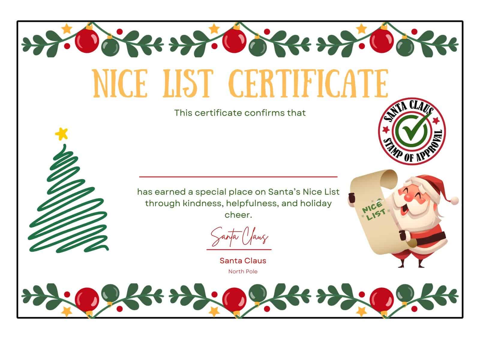 Printable Christmas Award Certificate Printable Christmas Award Certificate
