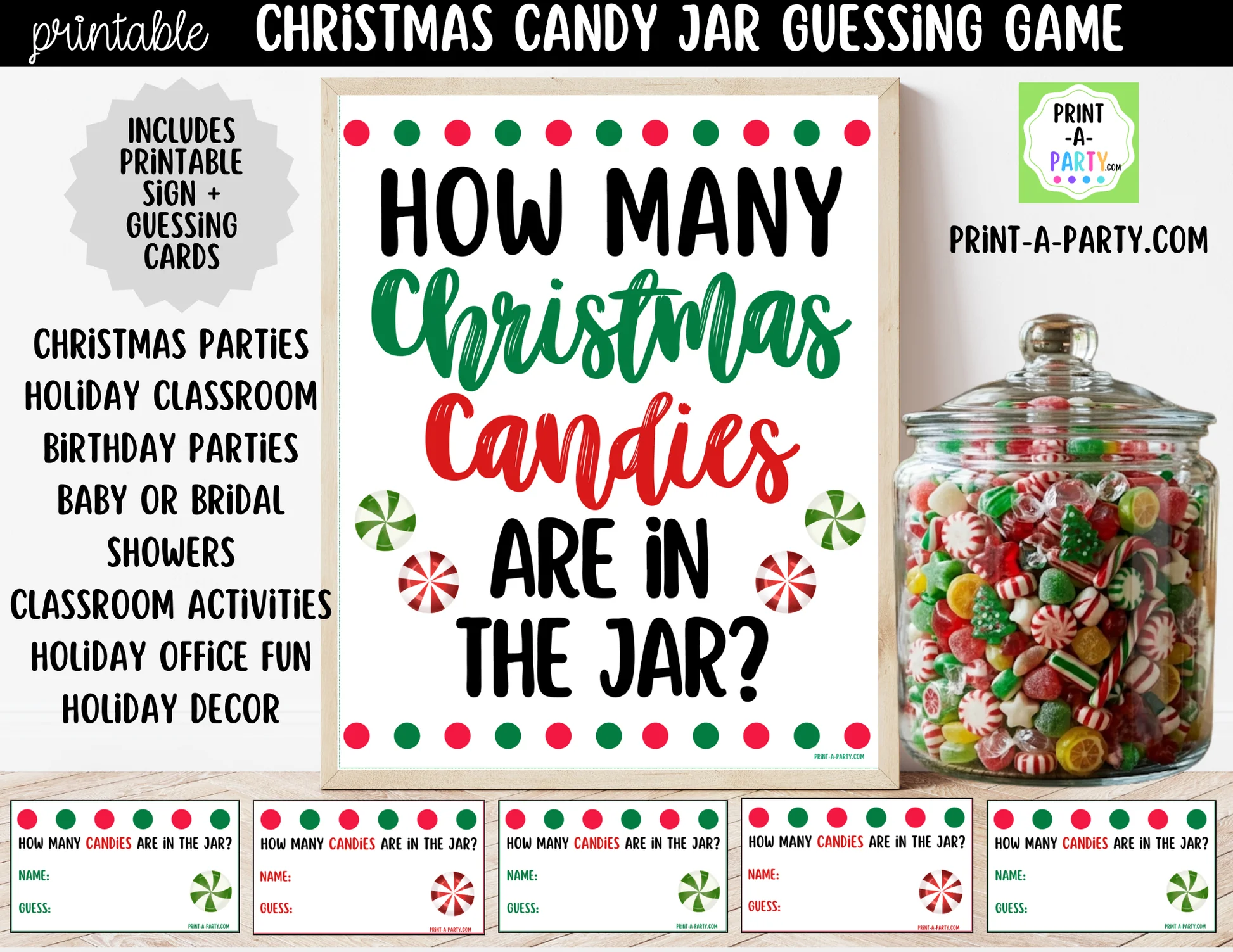 Printable Christmas Candy Jar Guessing Game Printable Christmas Candy Jar Guessing Game