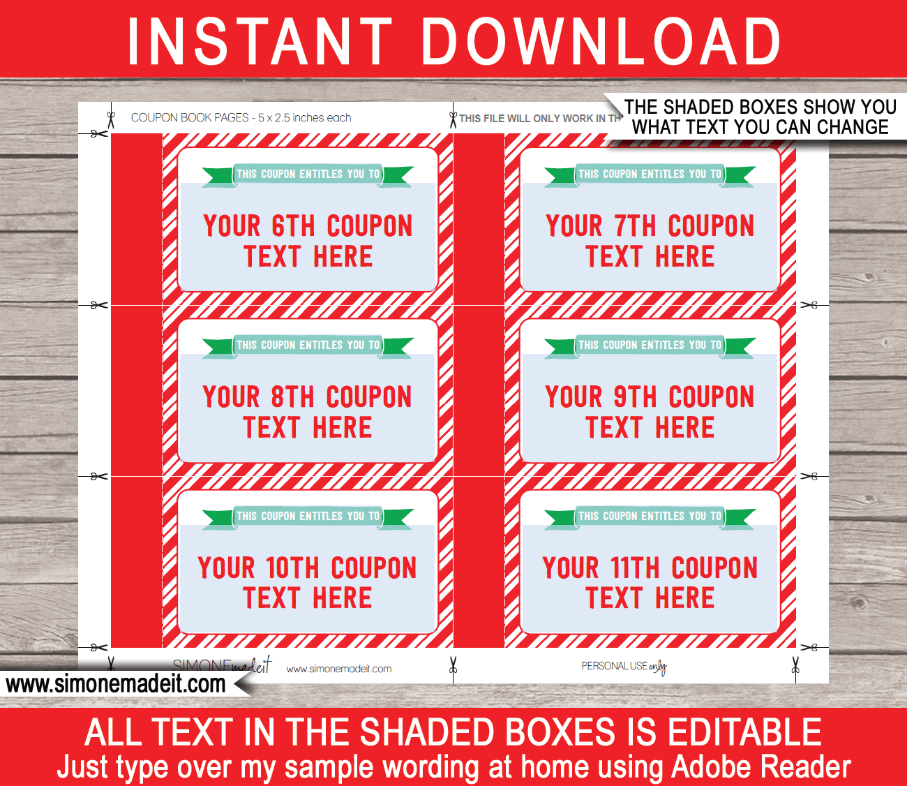 Printable Christmas Coupon Book Template Printable Christmas Coupon Book Template