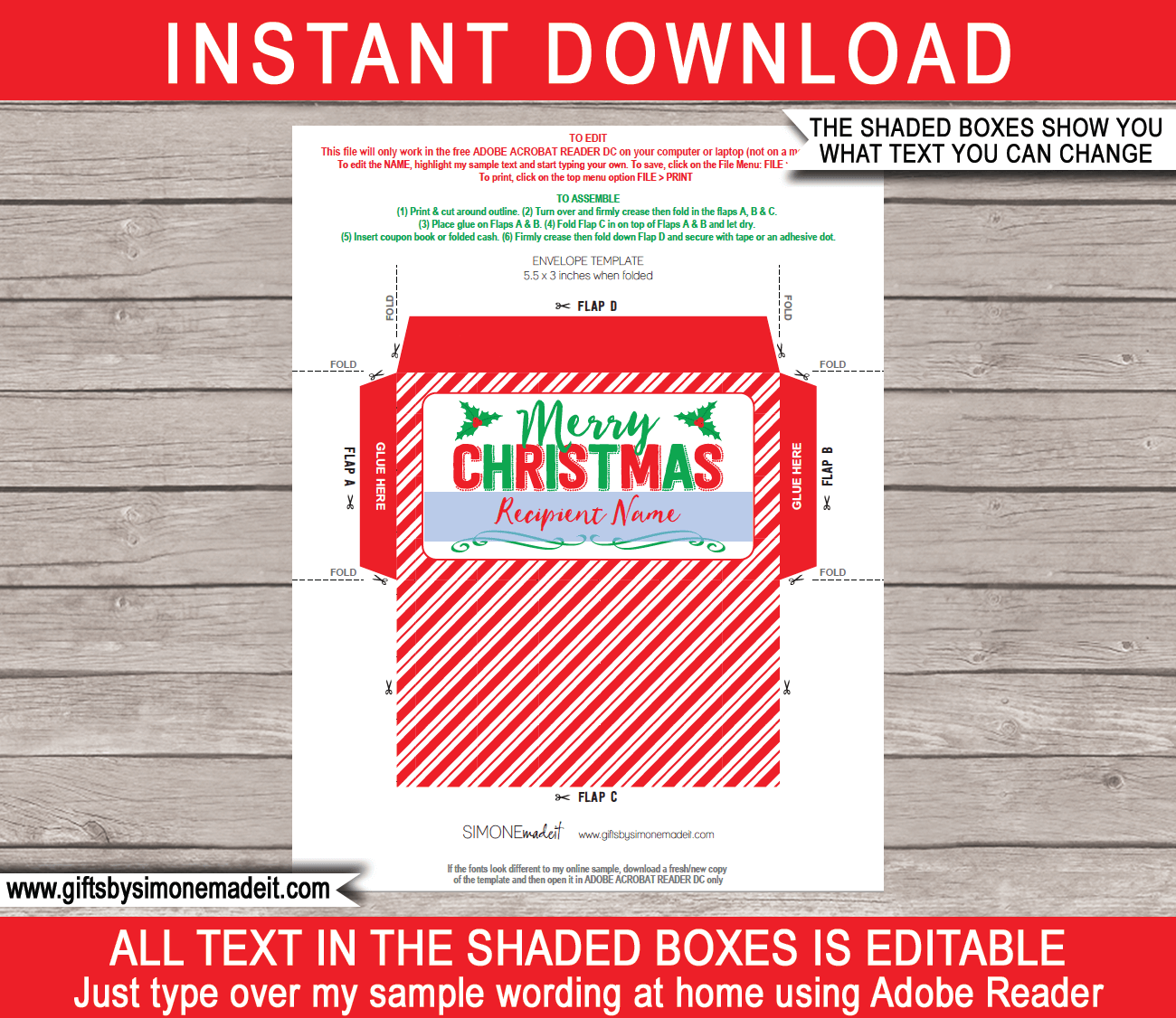 Printable Christmas Envelope Template 2