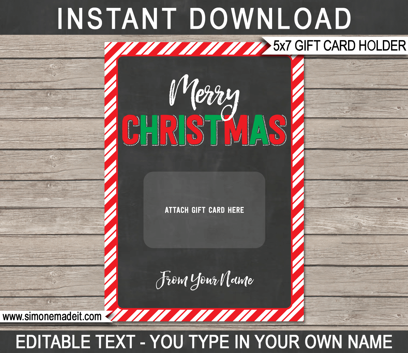 Printable Christmas Gift Card Holder