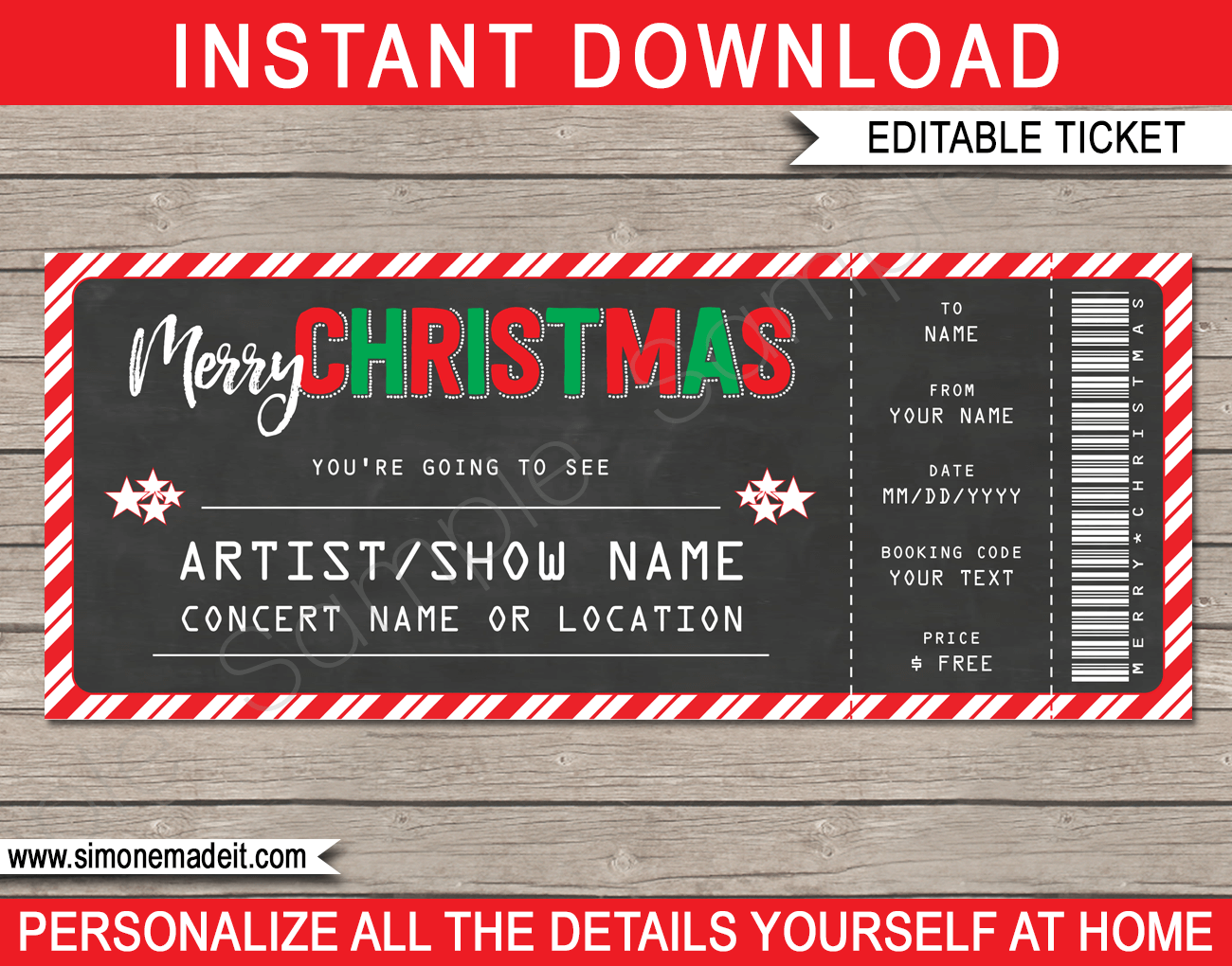 christmas gift concert ticket template