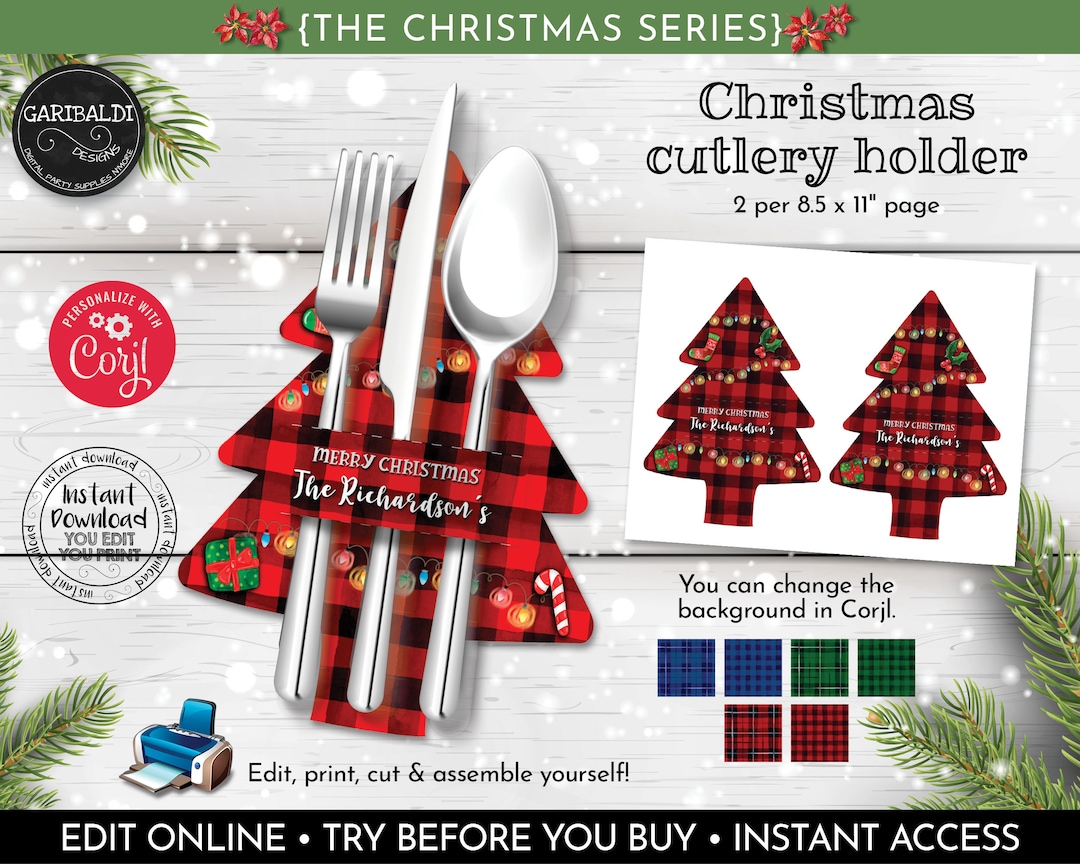 Printable Christmas Silverware Holders