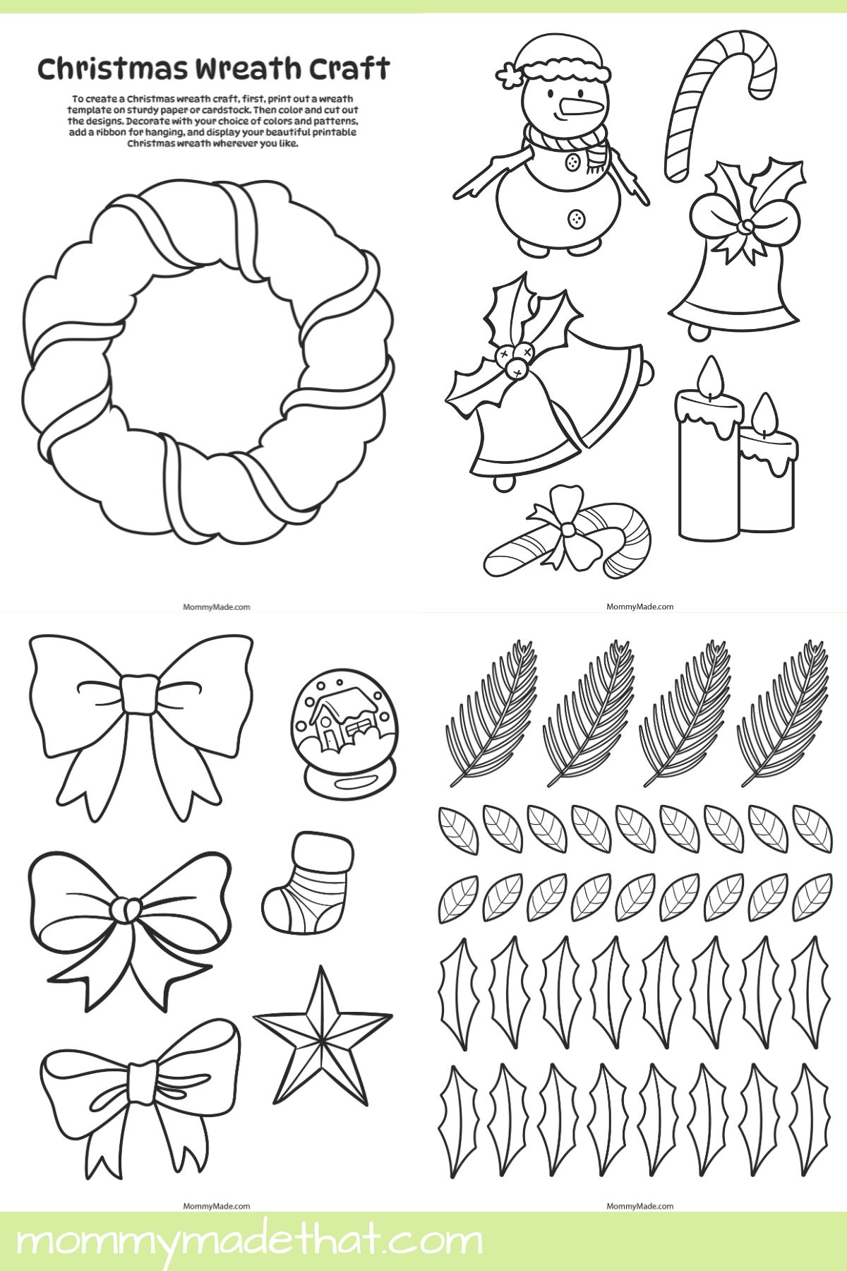 Printable Christmas Wreath Craft Template Printable Christmas Wreath Craft Template