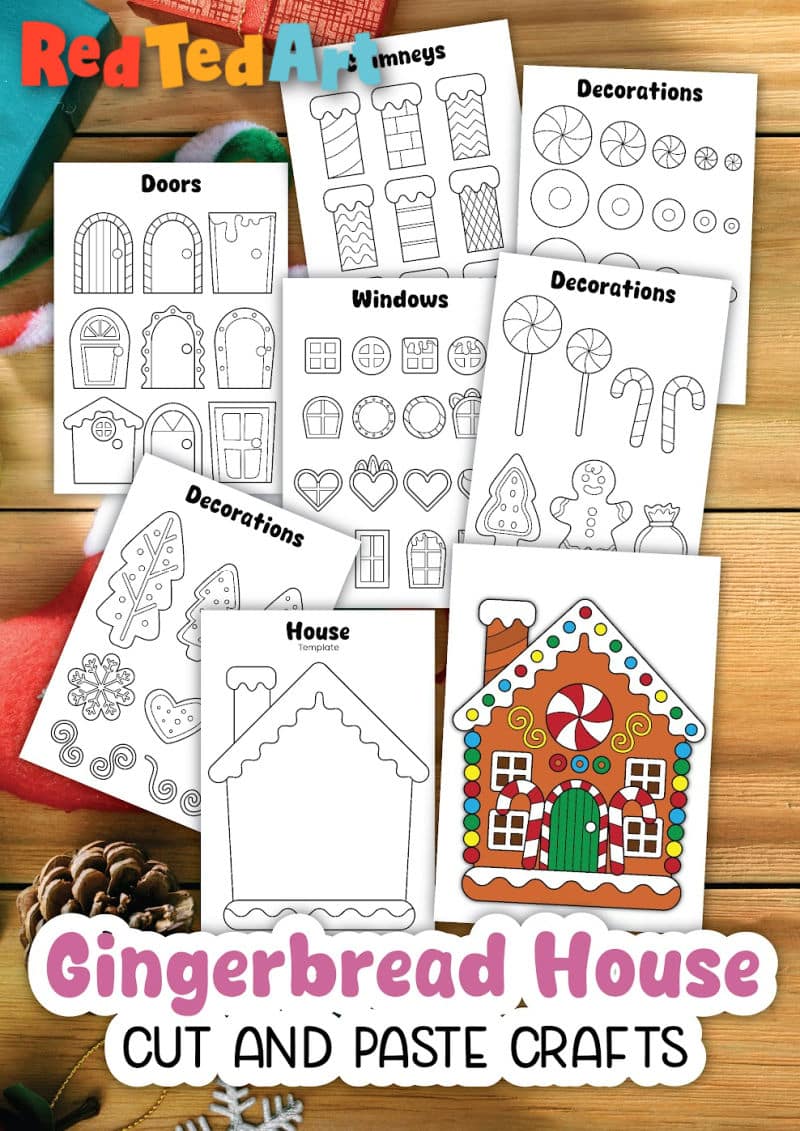 Printable Gingerbread House Cut Paste Activity
