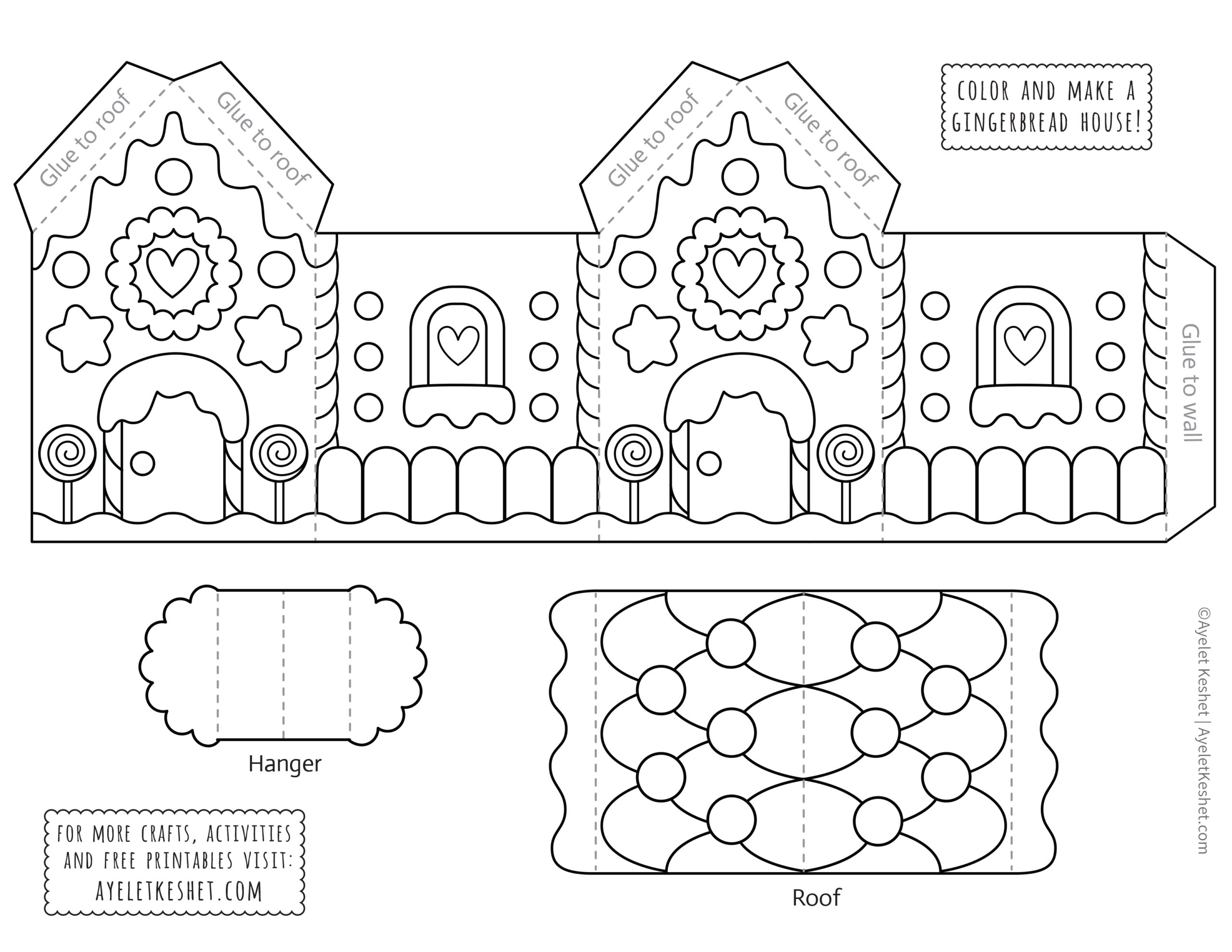 Printable Gingerbread House Template To Color