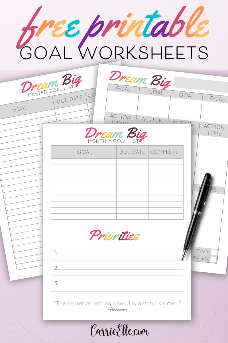 cute printable goal template