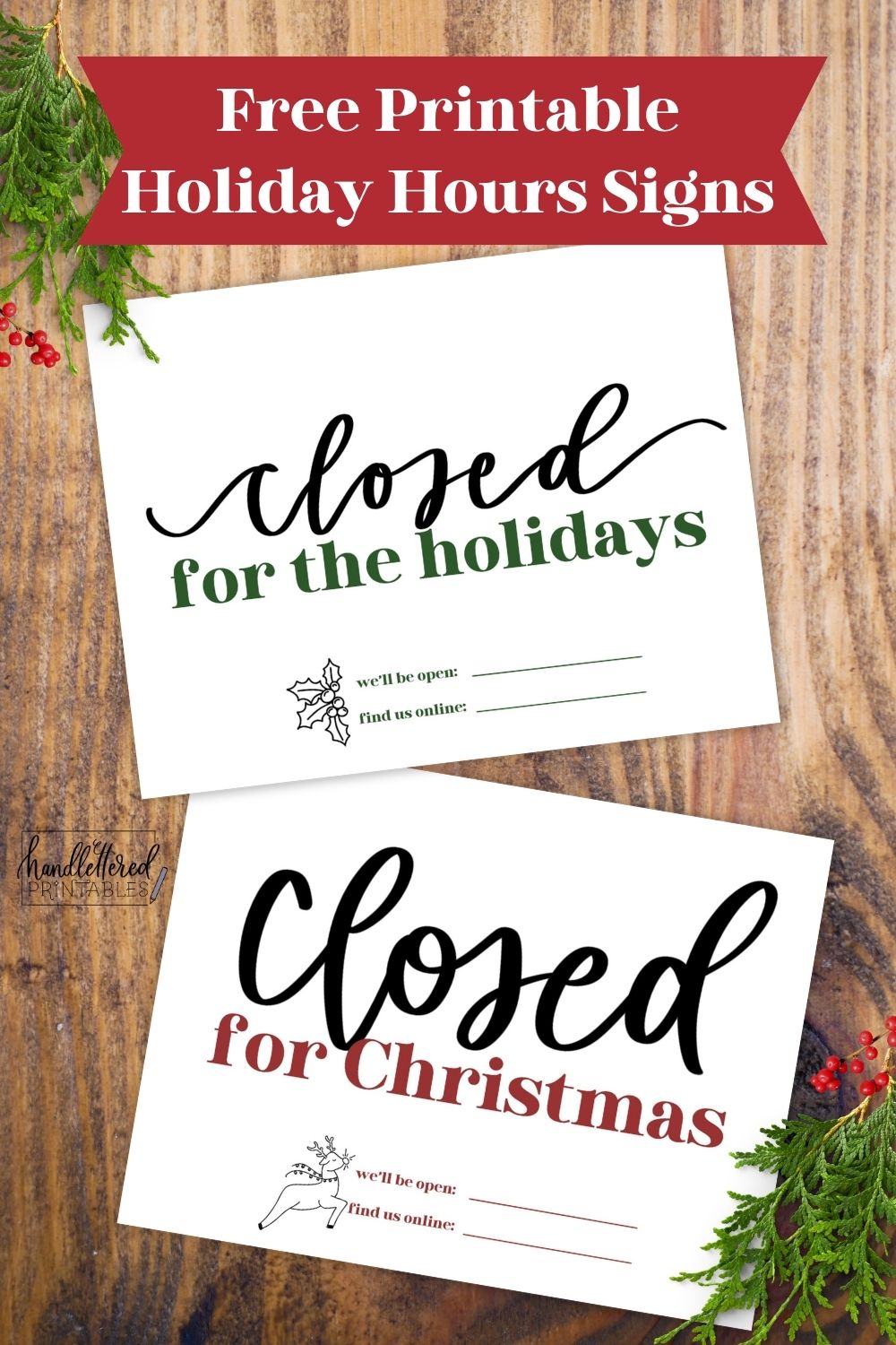 Printable Holiday Closed Signs
