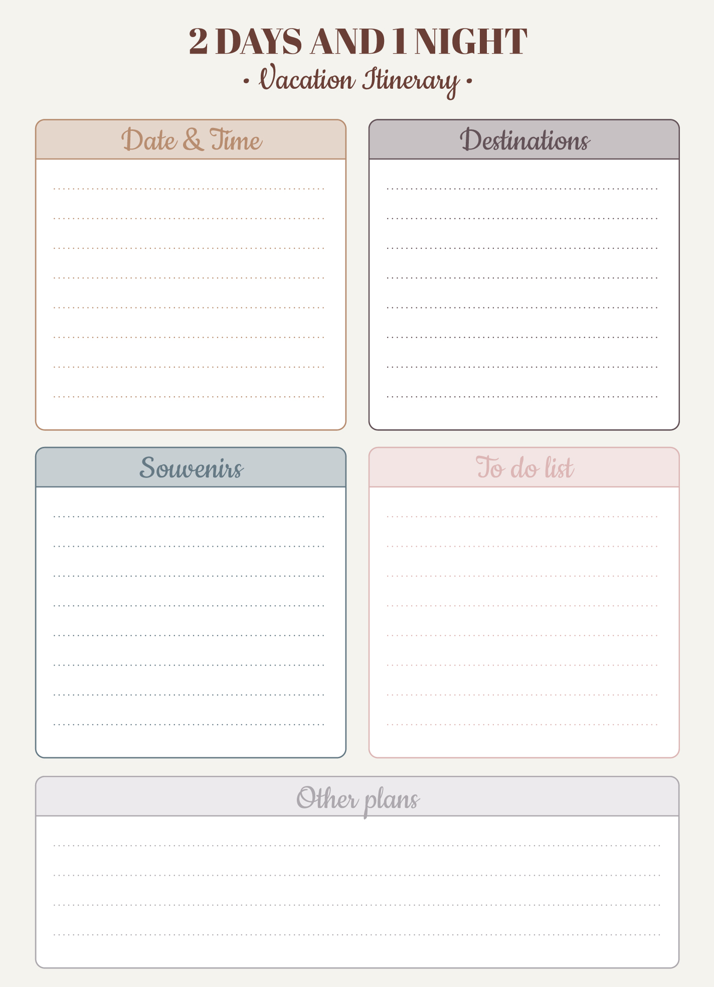 printable family vacation itinerary template printable family vacation itinerary template