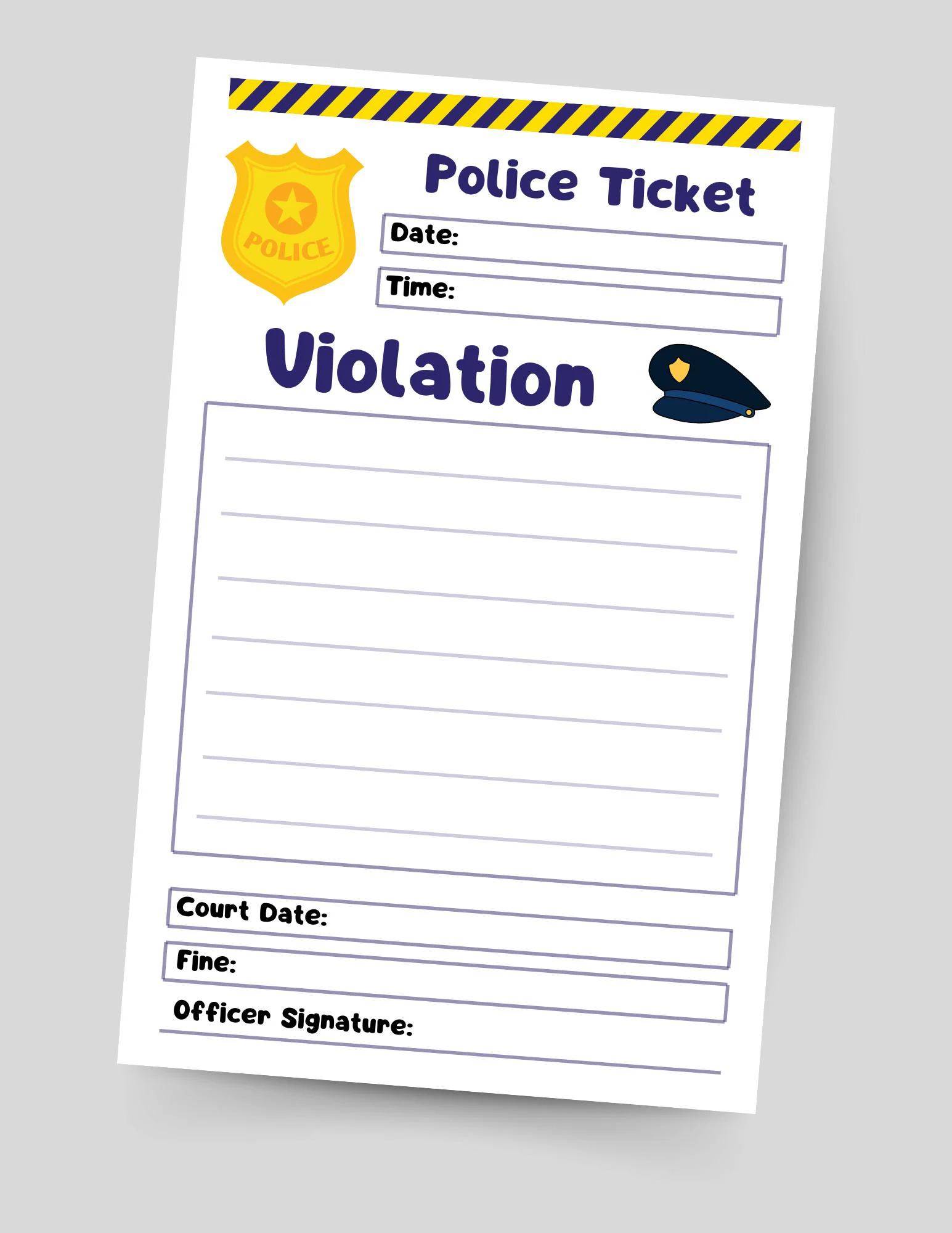 Printable Kids Pretend Playtime Police