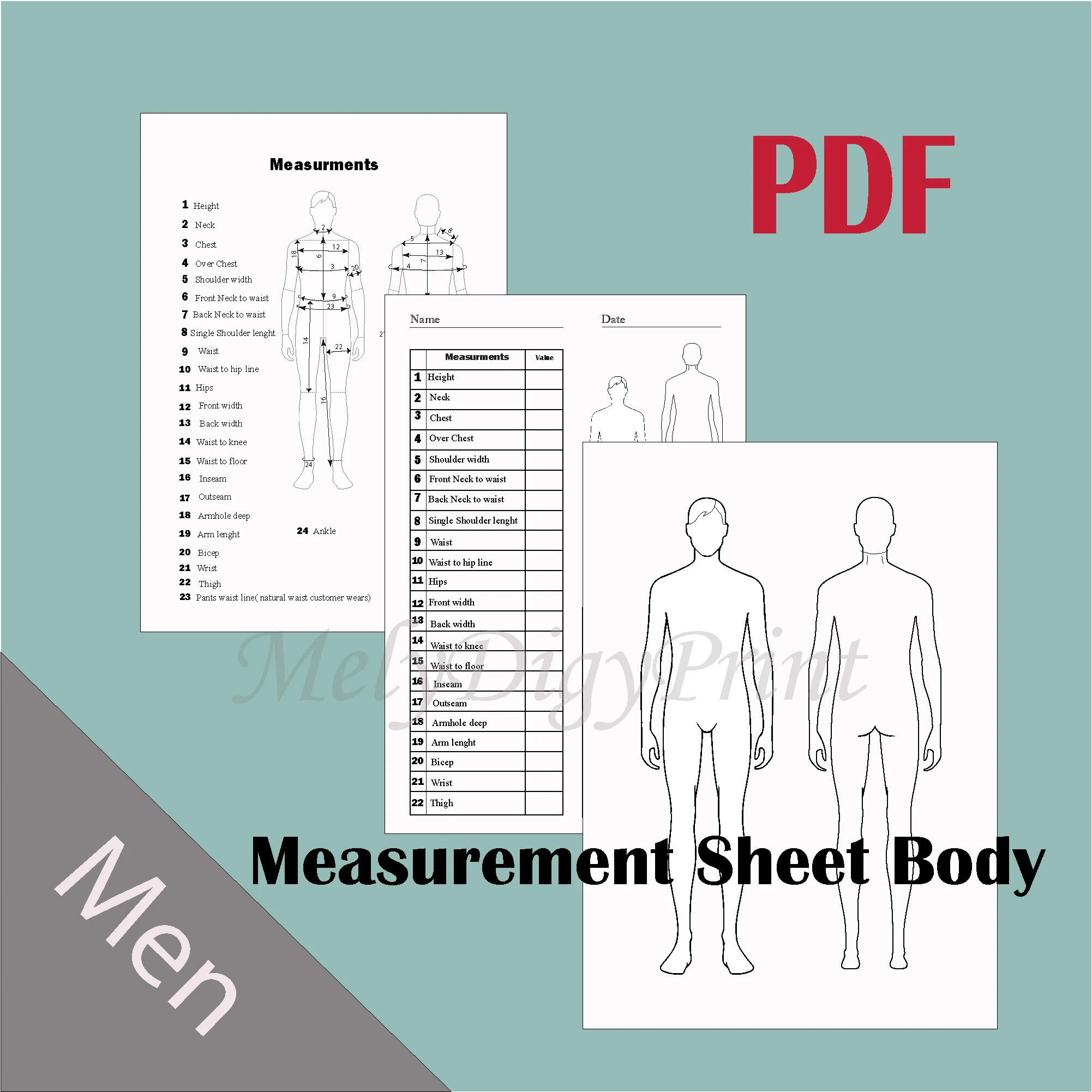 Printable Mens Body Measurement Sheet