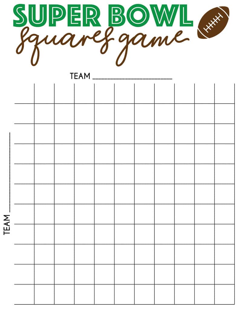 free printable super bowl squares template free printable super bowl squares template