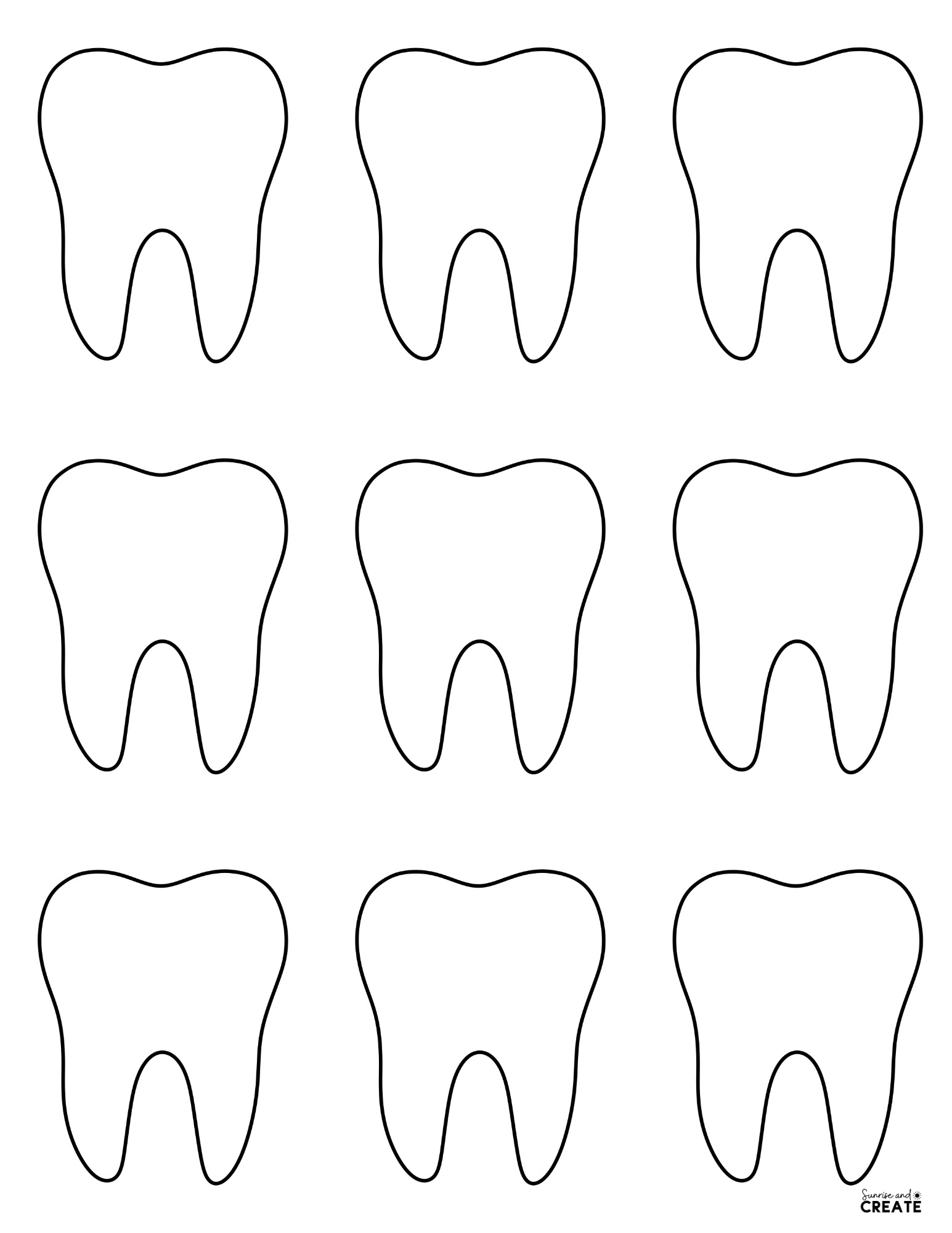 Printable Tooth Templates Printable Tooth Templates