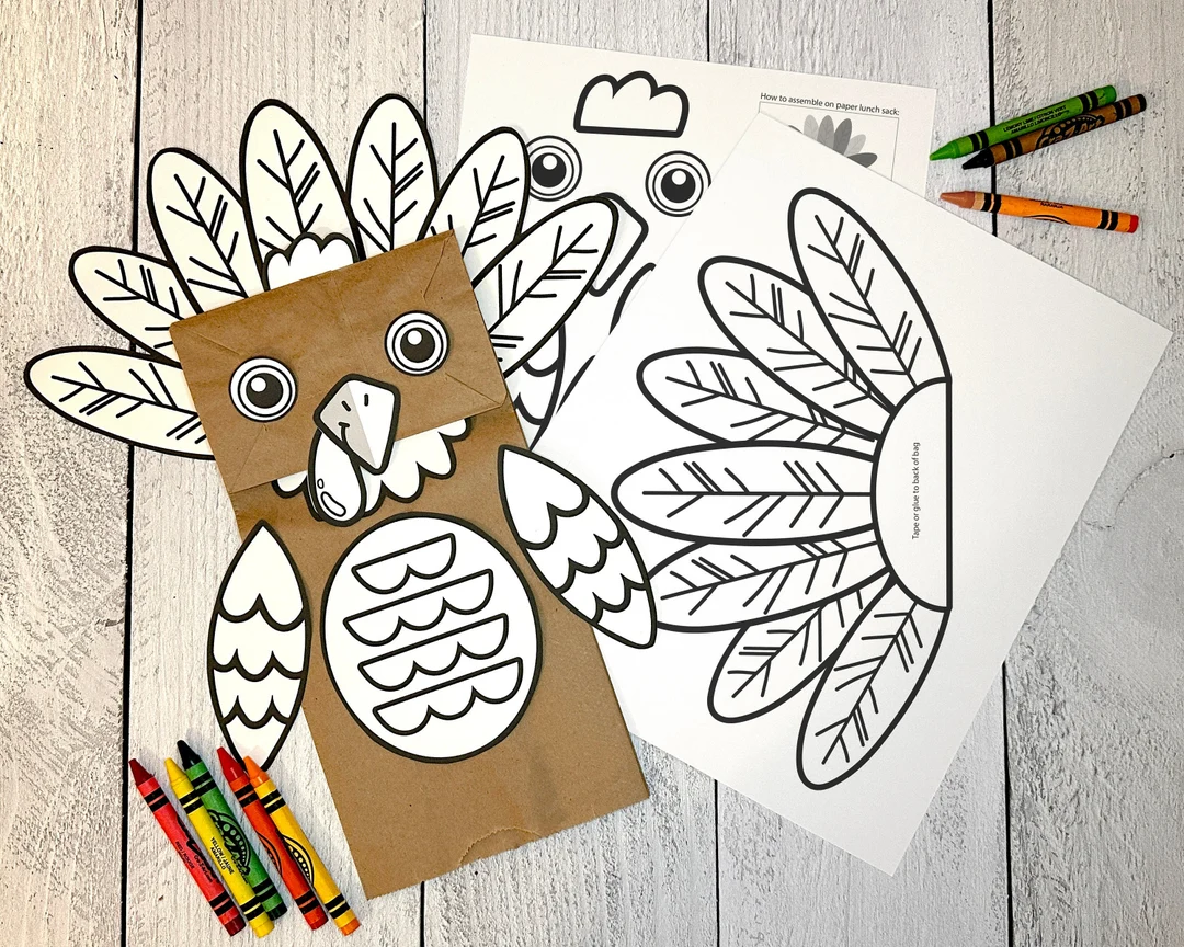 Printable Turkey Puppet Coloring