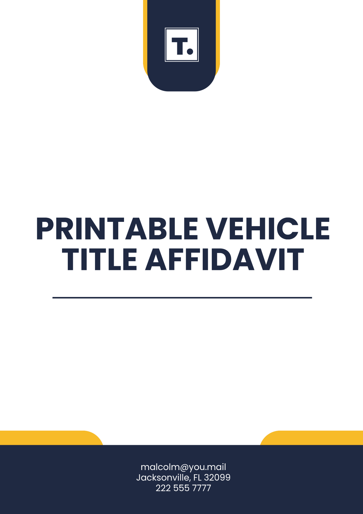 Printable Vehicle Title Affidavit