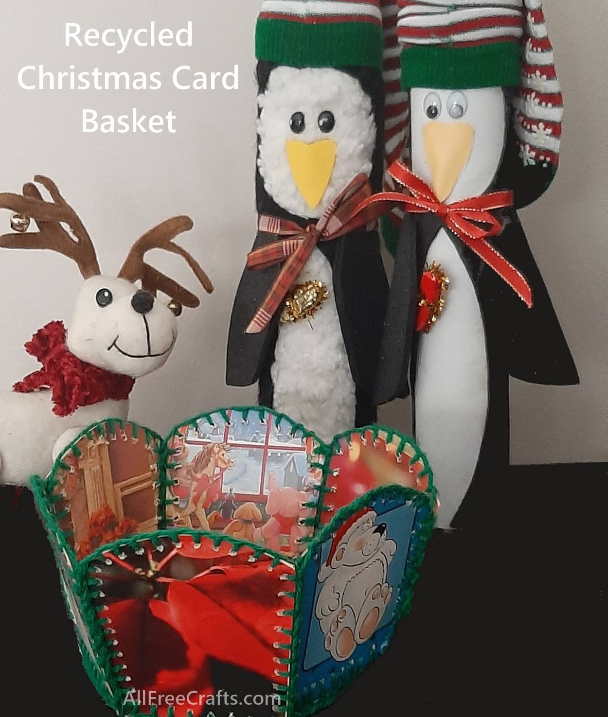 Recycled Christmas Card Basket