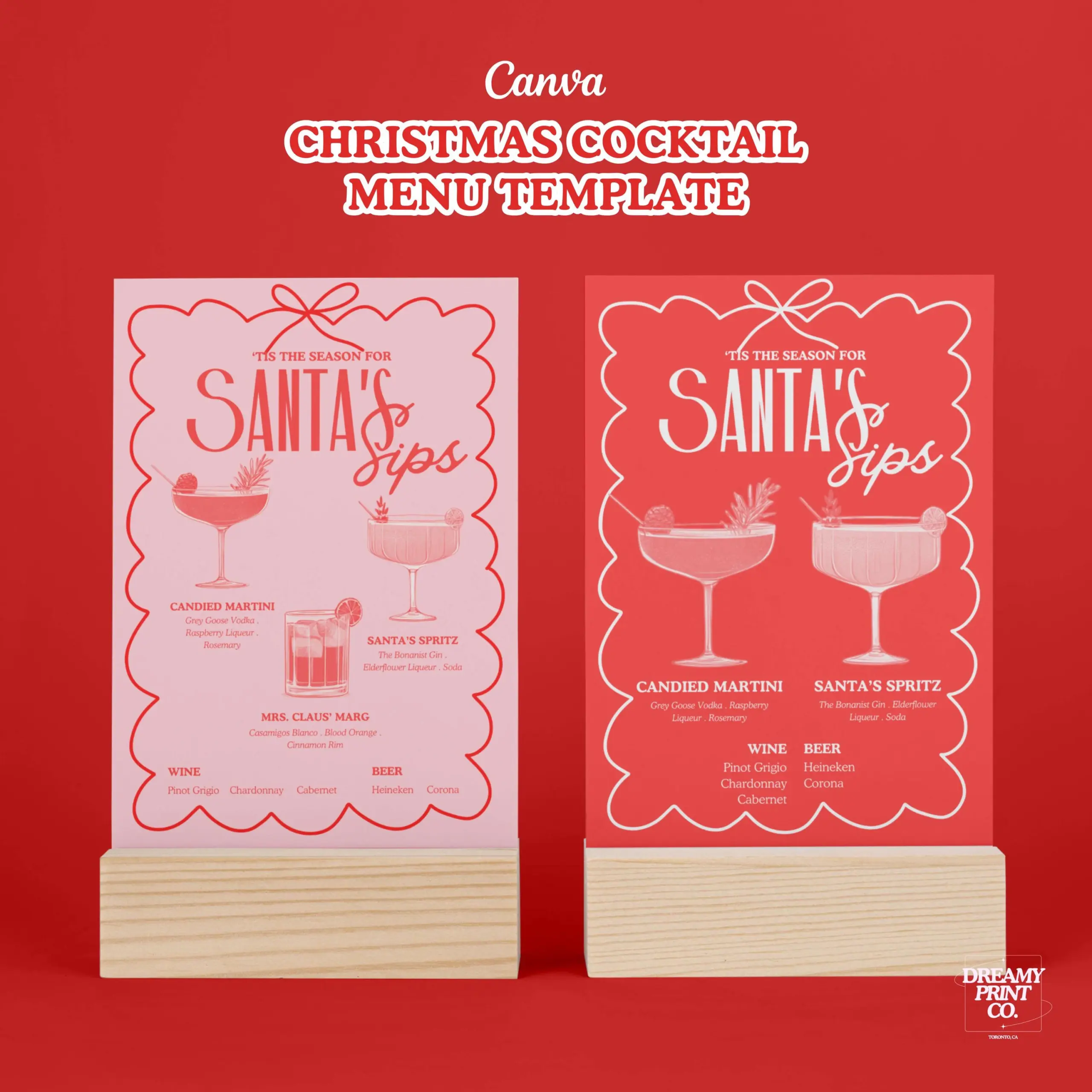 Retro Christmas Cocktail Menu Template