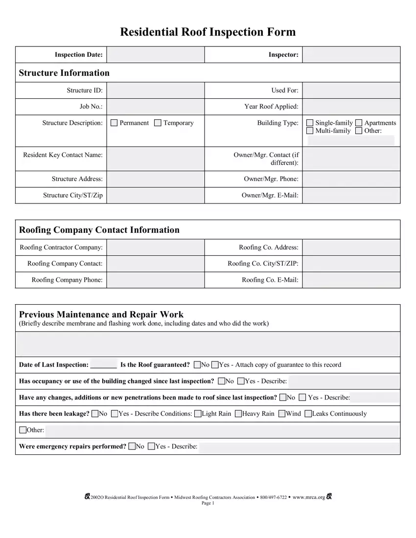 Roof Inspection Form Roof Inspection Form