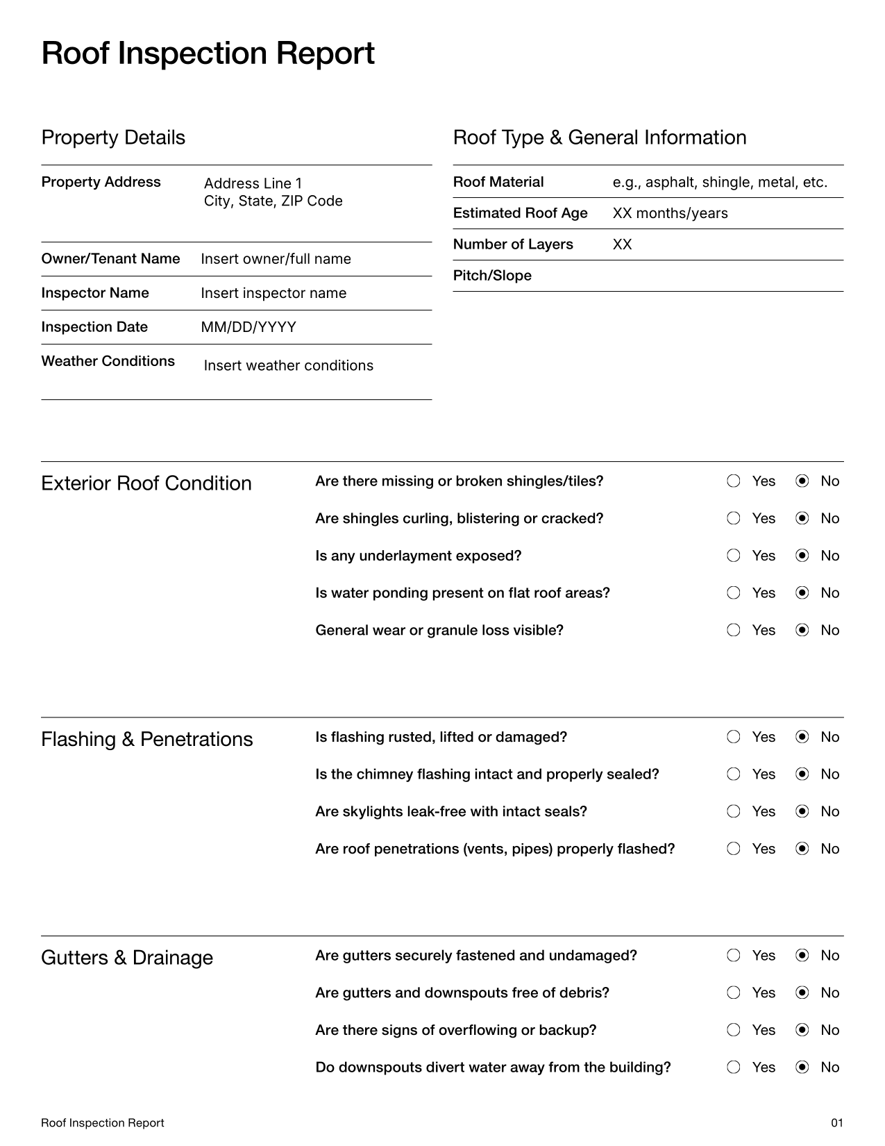 Roof Inspection Report Template Roof Inspection Report Template
