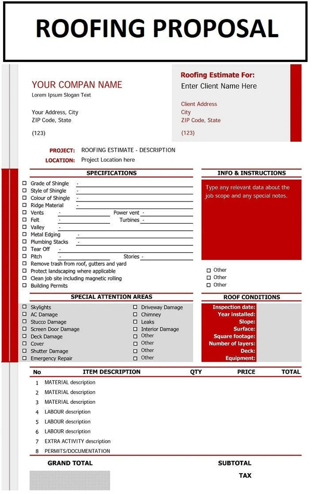 Roofing Proposal Template Roofing