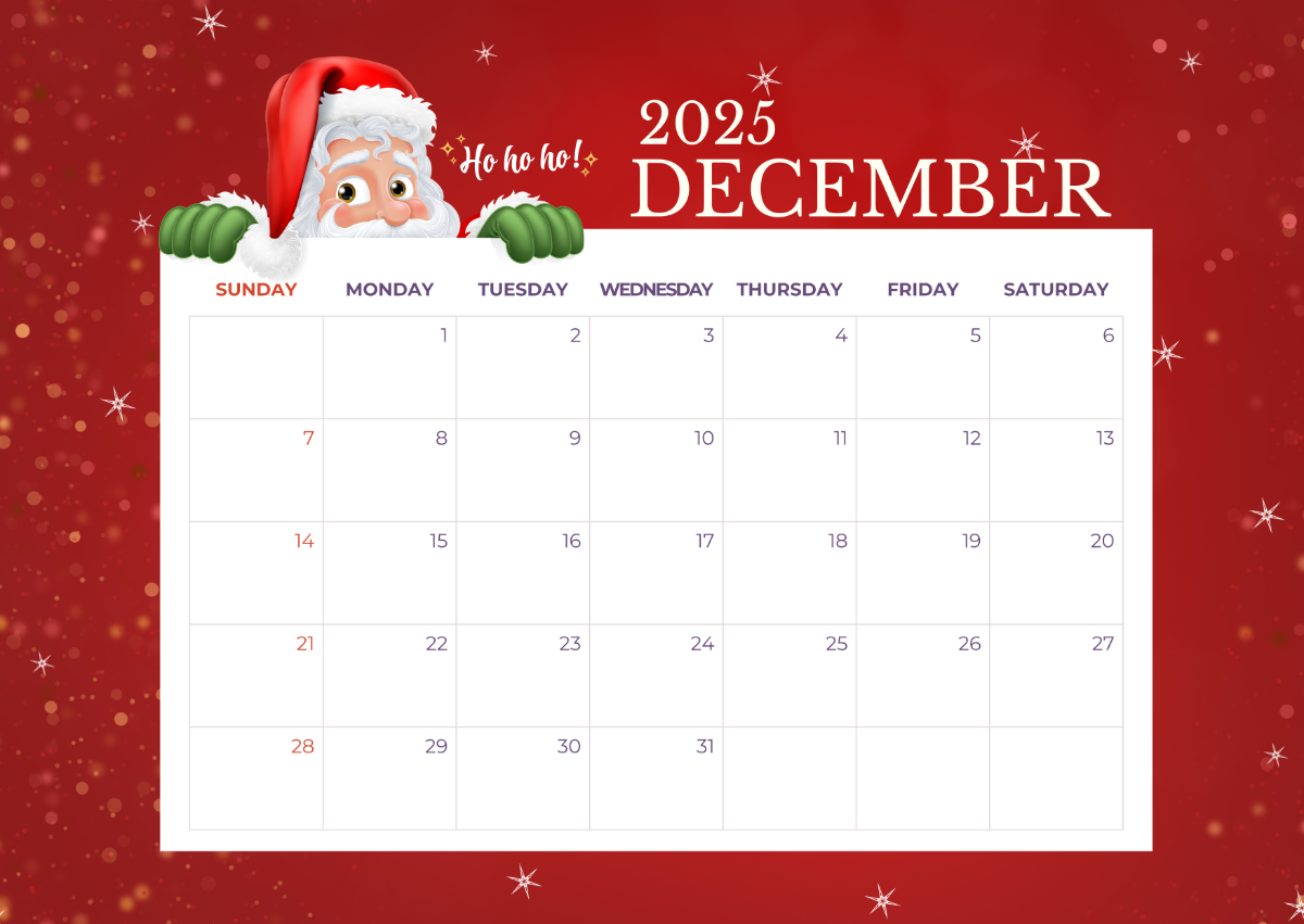 Santa Christmas Calendar Santa Christmas Calendar