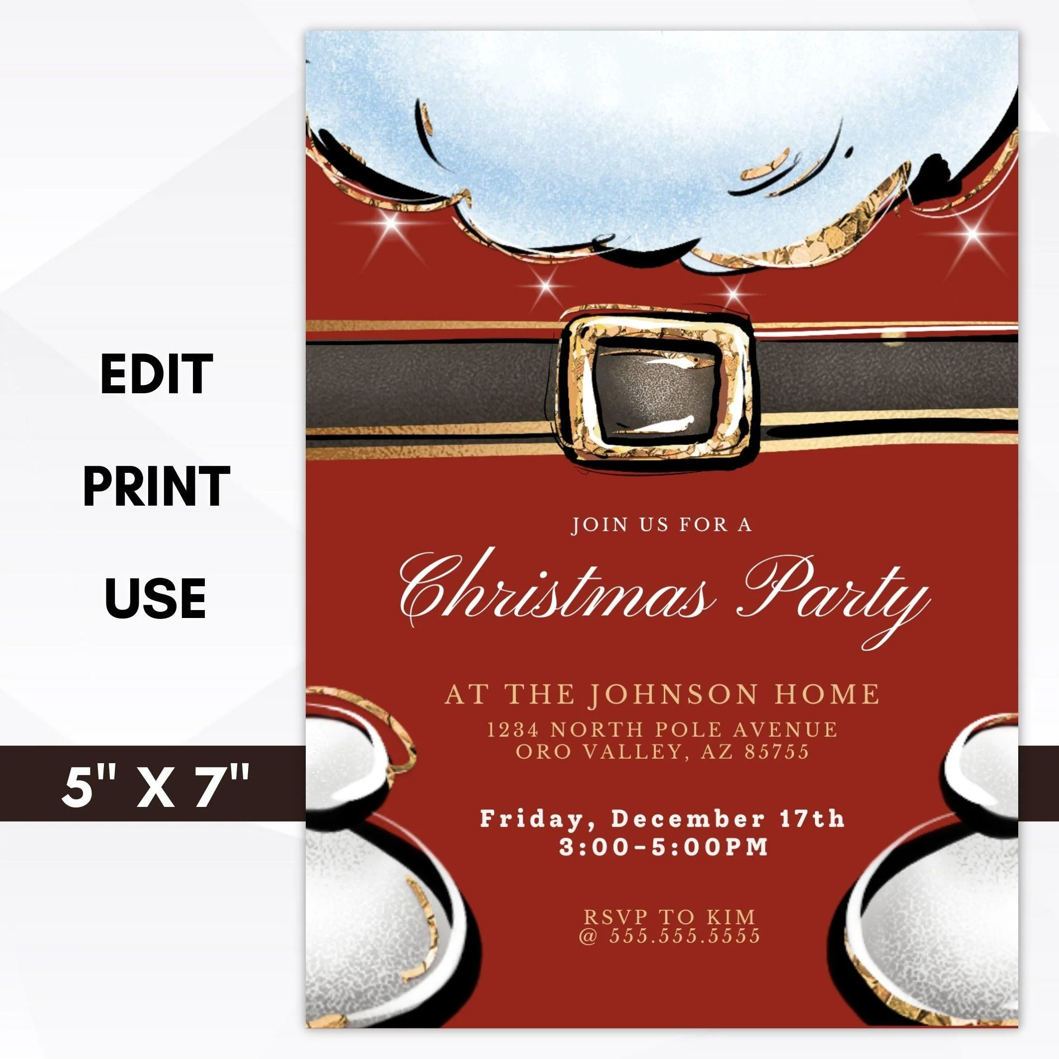 Santa Christmas Dinner Party Invite Santa Christmas Dinner Party Invite