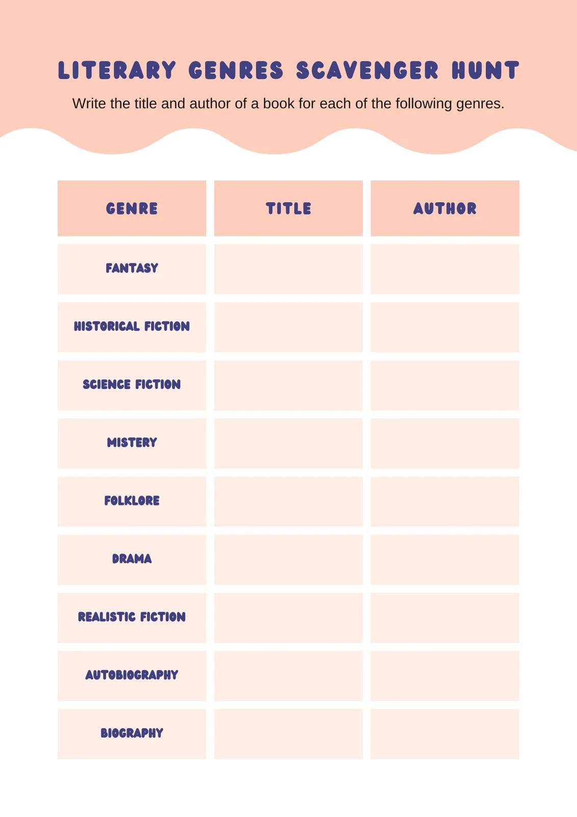 free printable blank scavenger hunt template