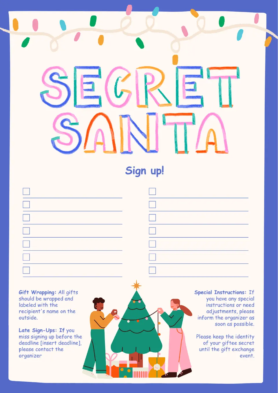 Secret Santa Sign Up Sheet Template Secret Santa Sign Up Sheet Template