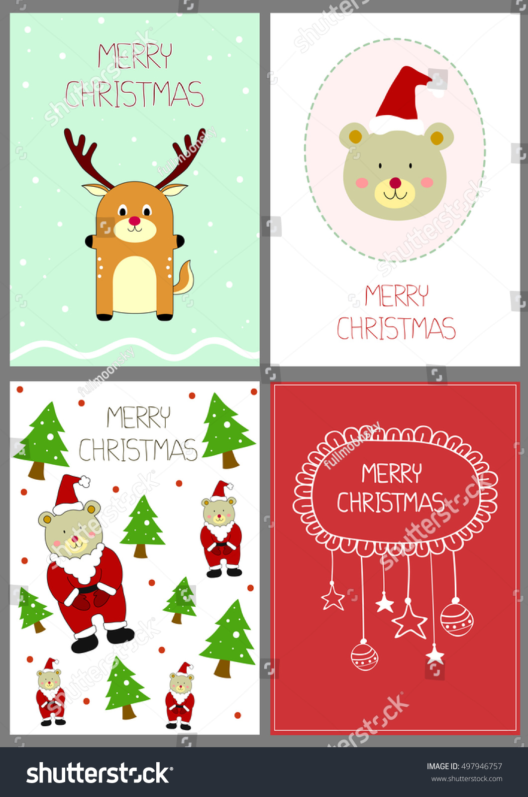 Set 4 Christmas Card Templates Greeting 497946757 Set 4 Christmas Card Templates Greeting 497946757