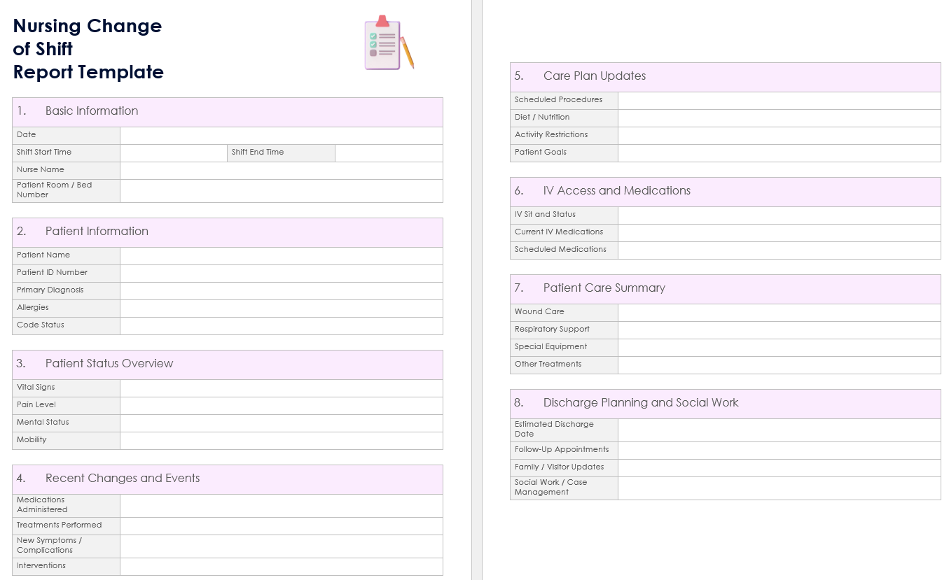 Shift Report Templates