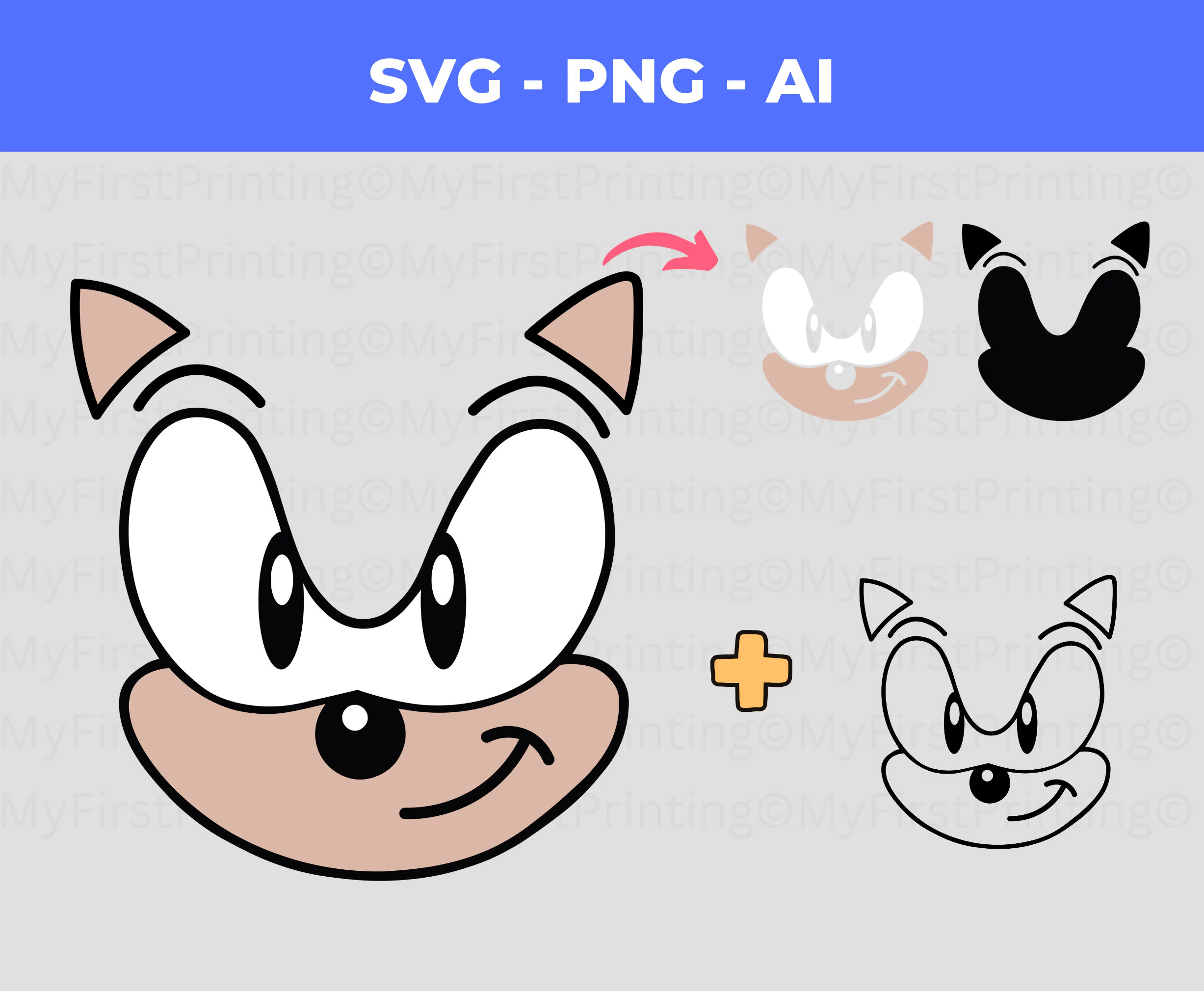 Sonic Face Layered Svg Game Cut File