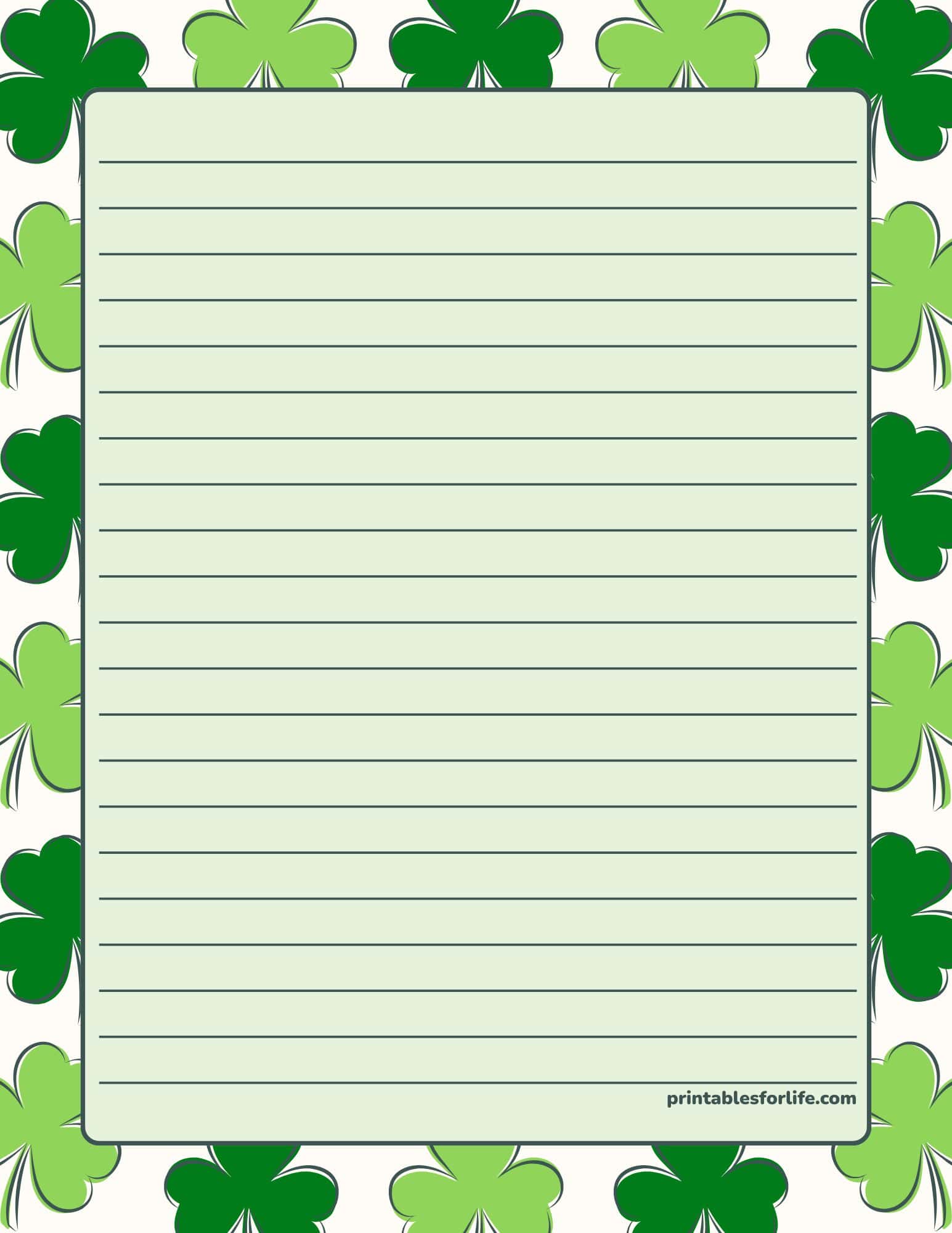 St Patricks Day Lined Paper