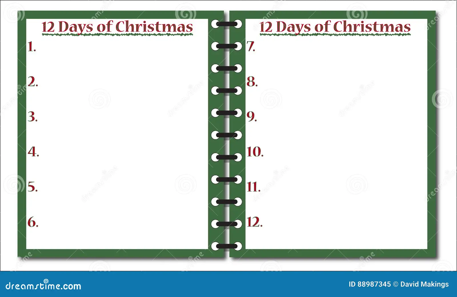 Stock Illustration Days Christmas Notepad Template Background Isolated White Background Image88987345