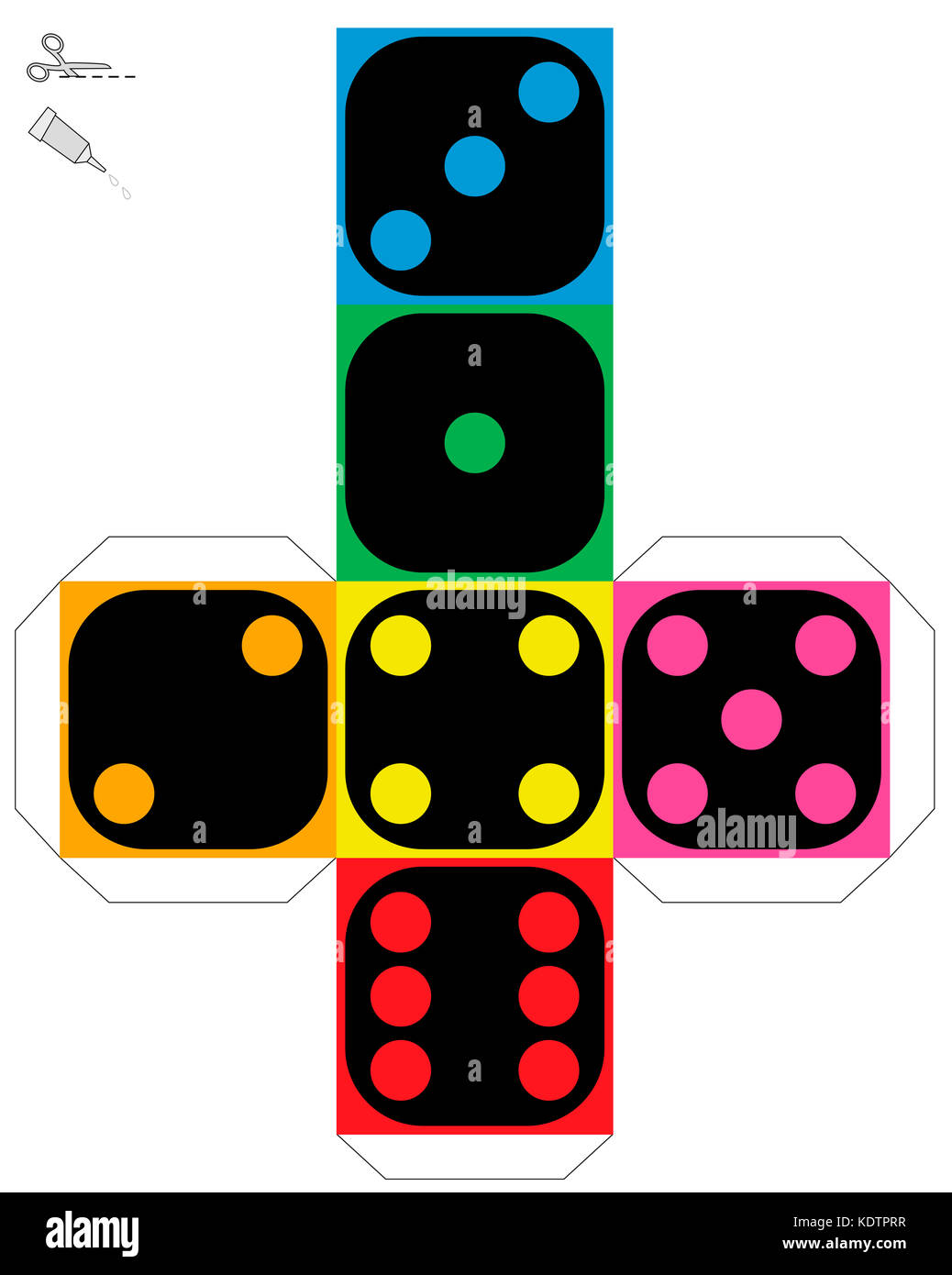 Stock Image Dice Template Construction Sheet Of A Colorful Cube To Make A Three 163428603