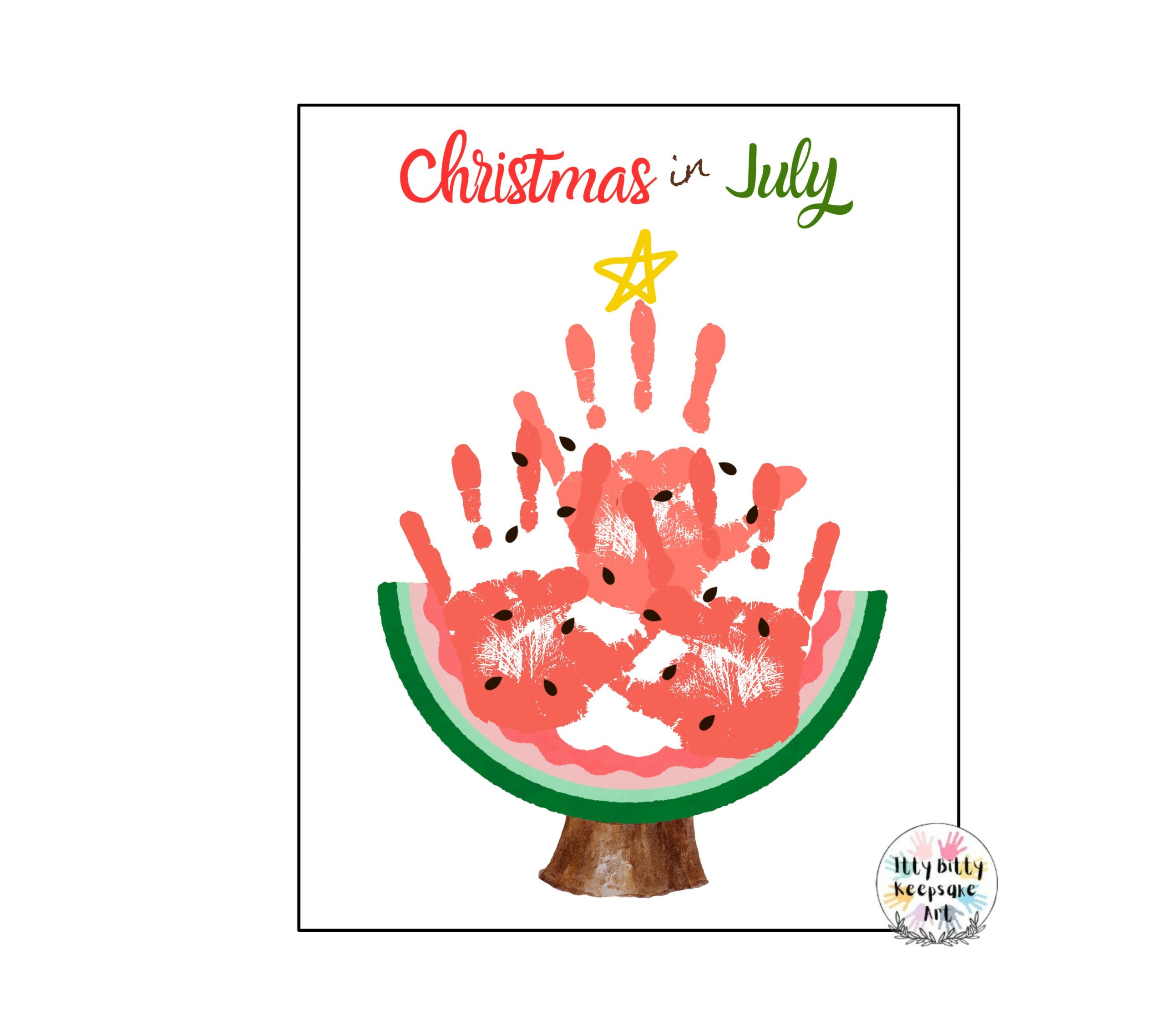 Summer Watermelon Tree Handprint Craft Art Printable Template Christmas In July Summer Watermelon Tree Handprint Craft Art Printable Template Christmas In July