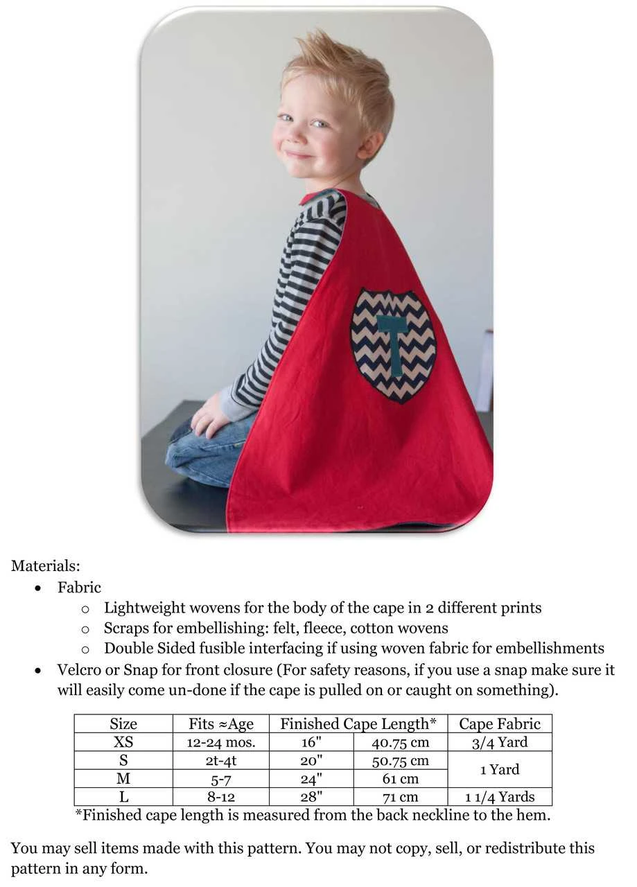 kids cape feather template