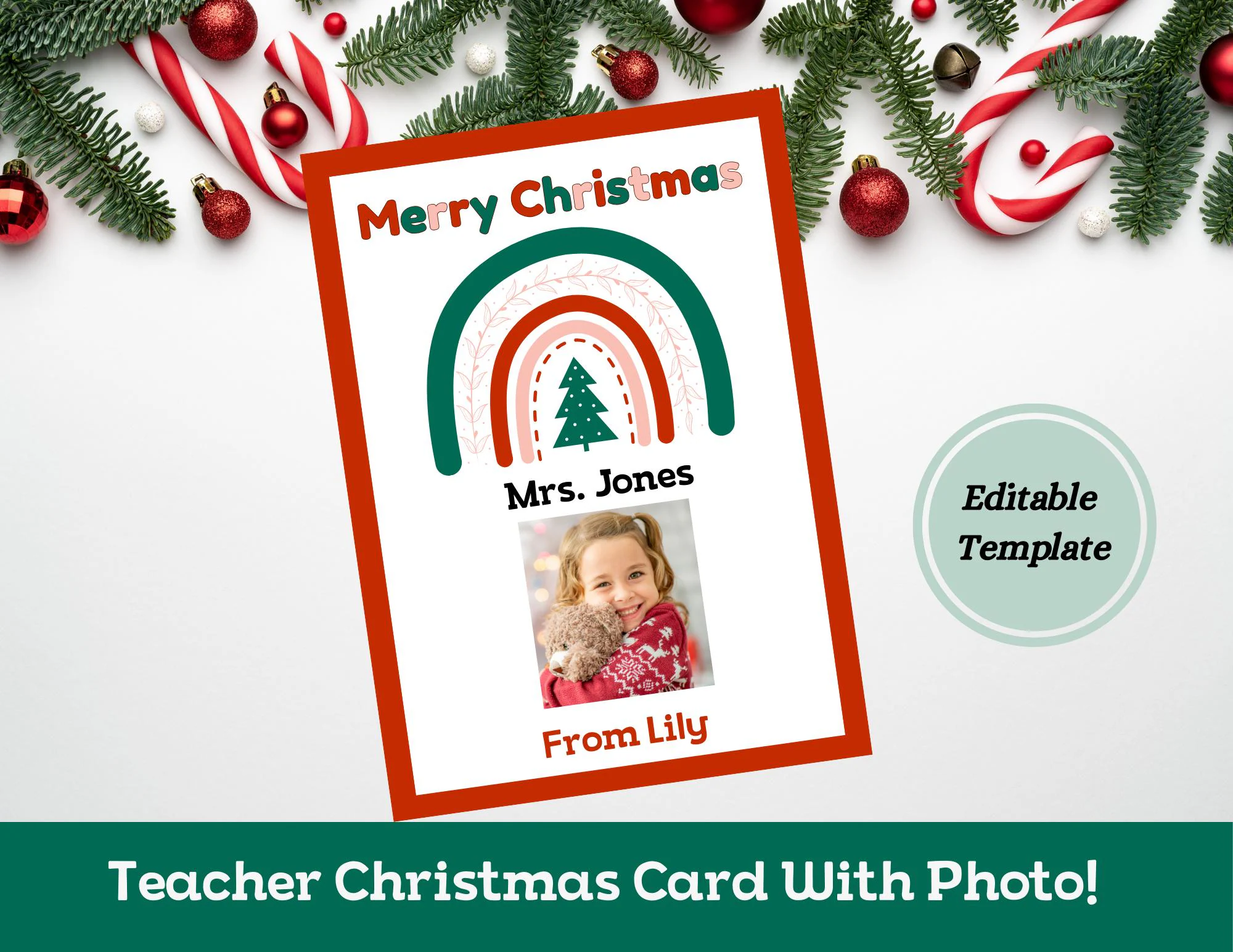 Teacher Christmas Card With Child Photo