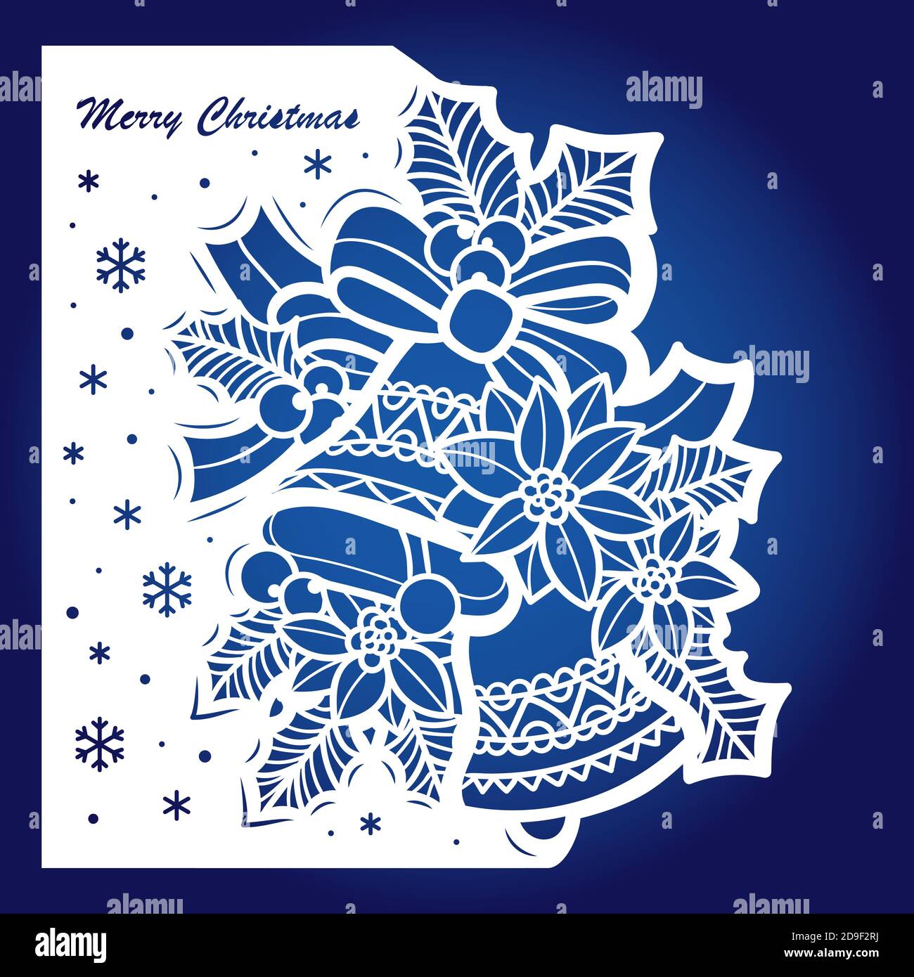 Template For Laser Cutting Mock Up For A Christmas Card With Bells And Ribbon For Cutting From Any Material Can Be Used For Design Of Menus Envelo Image384491510