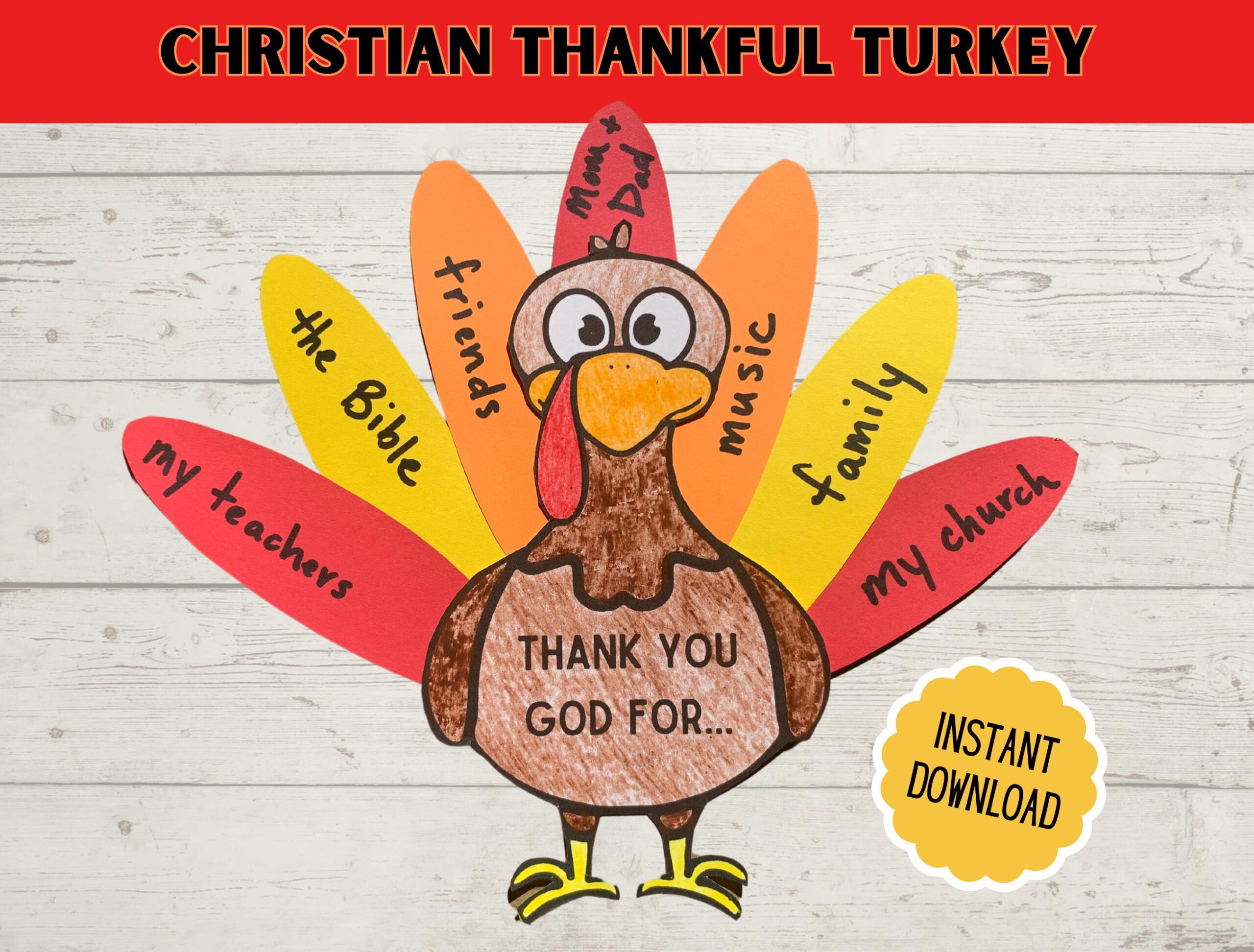 Thankful Turkey Bible Craft Christian
