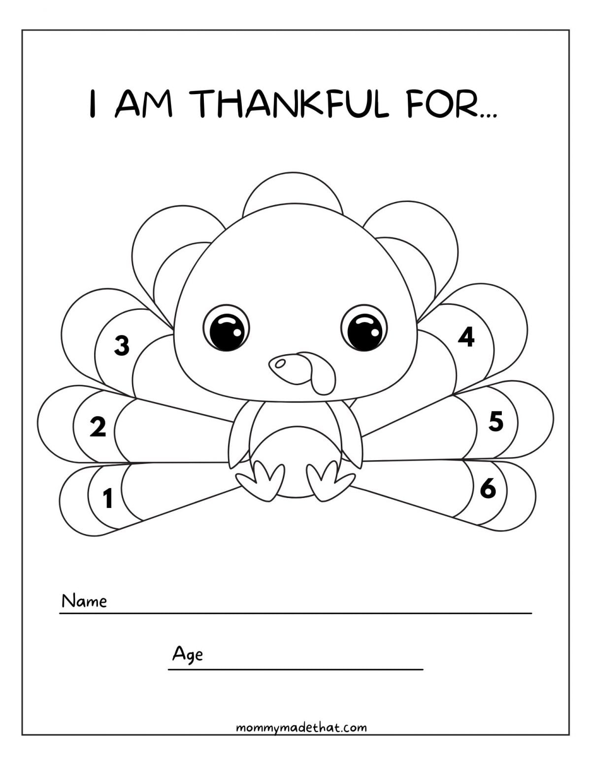 Thankful Turkey Printable Thankful Turkey Printable