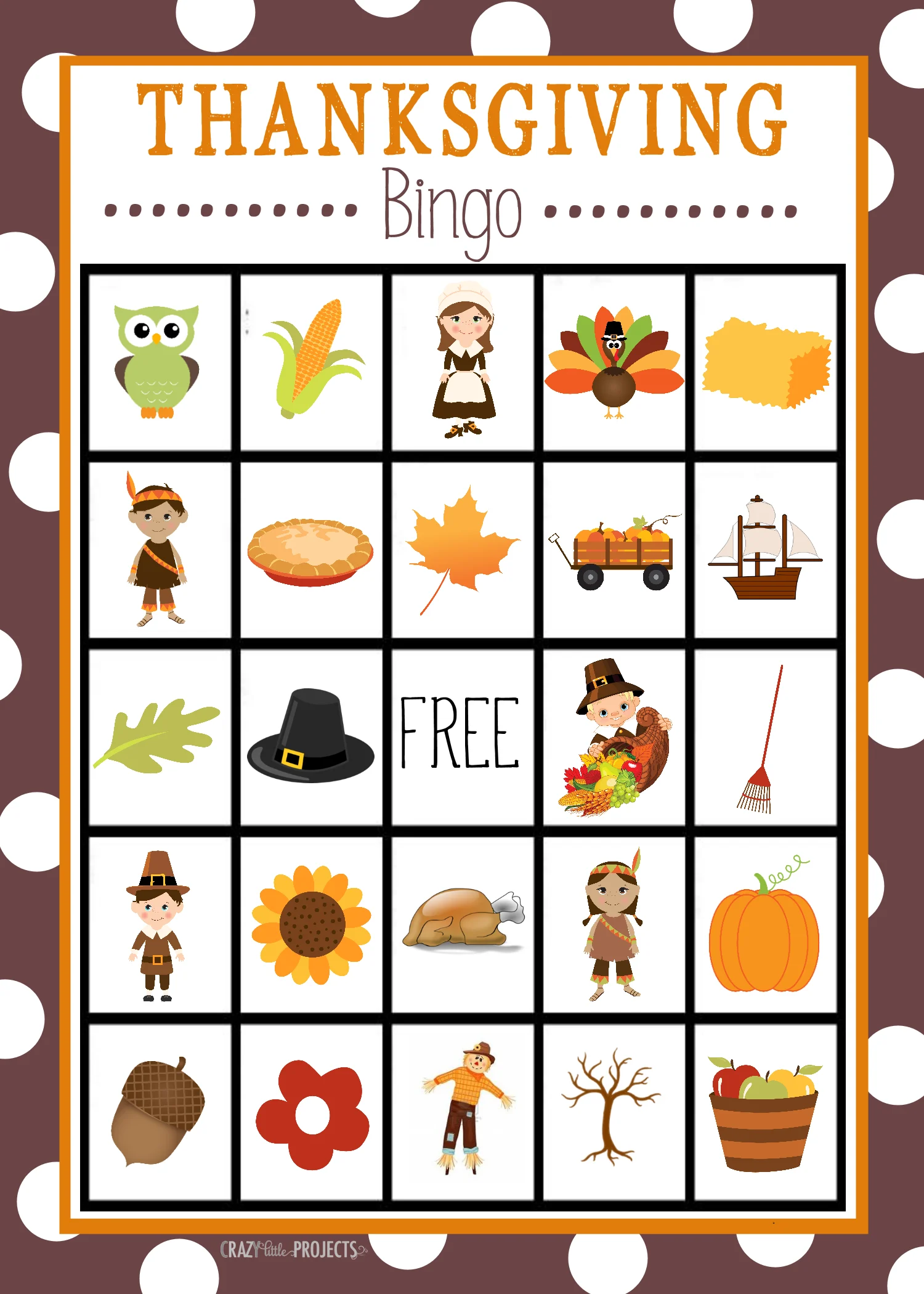 Thanksgiving Bingo Game Thanksgiving Bingo Game