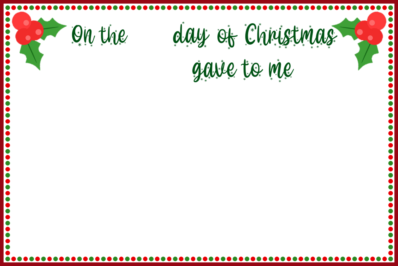 The Twelve Days Of Christmas Song Template