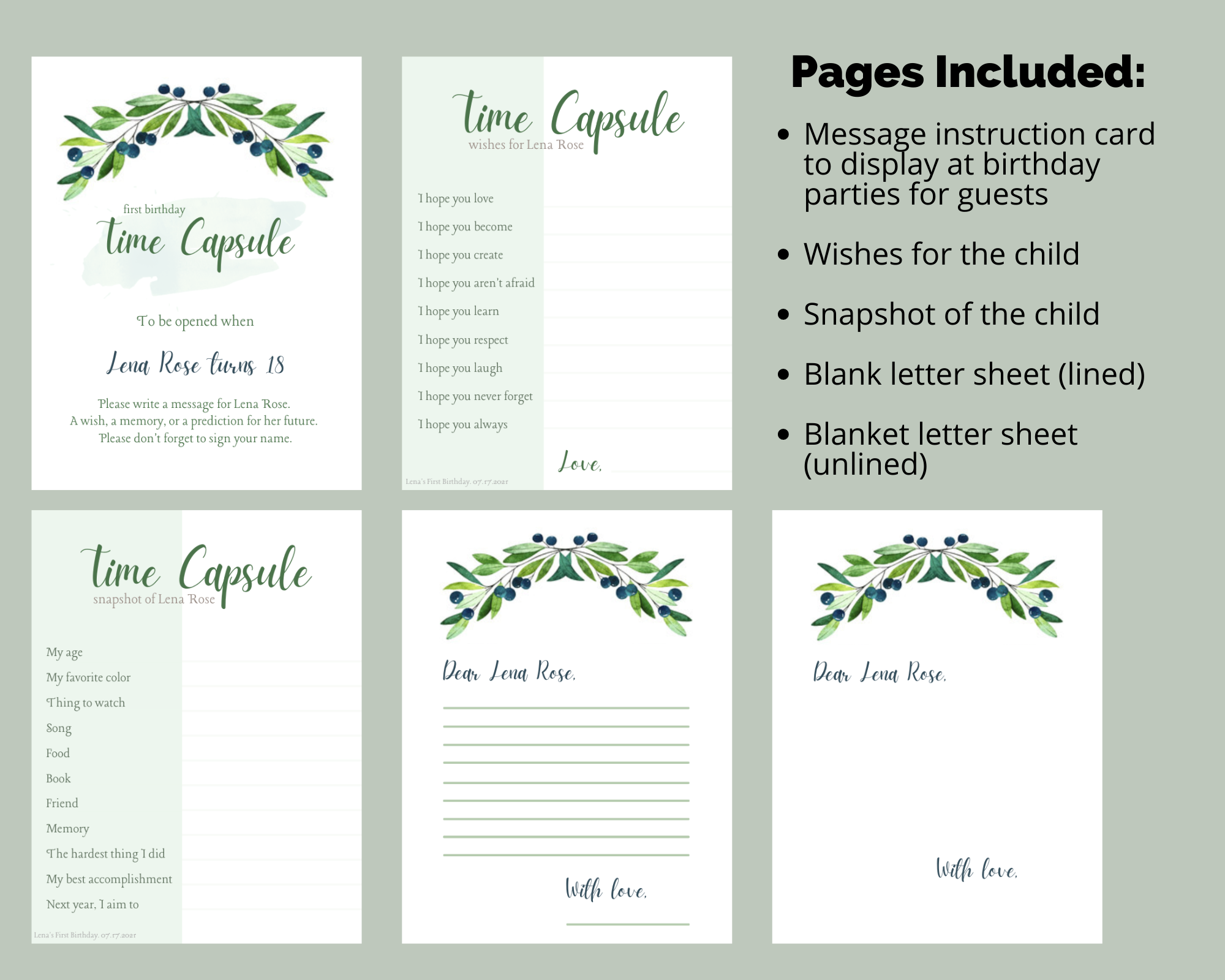 free printable time capsule template