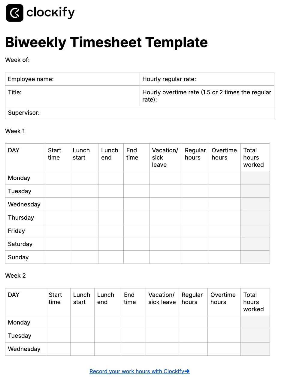 free printable time cards templates