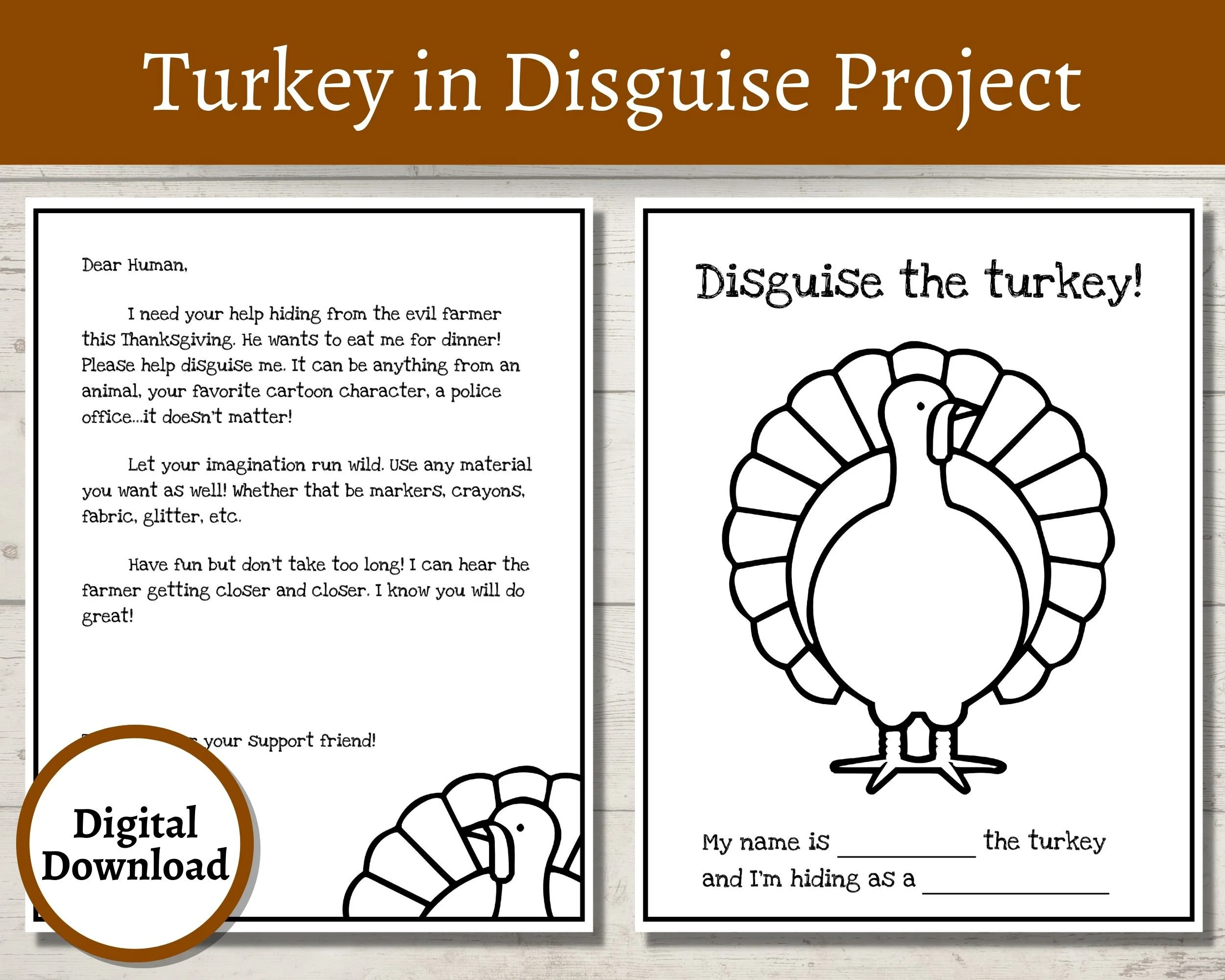 Tom The Turkey Disguise Printables
