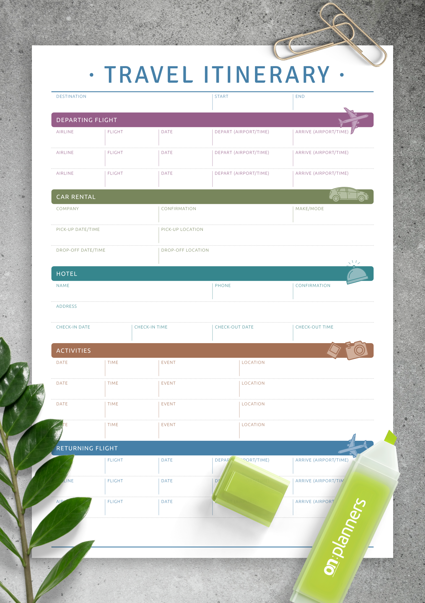 Travel Itinerary Travel Itinerary