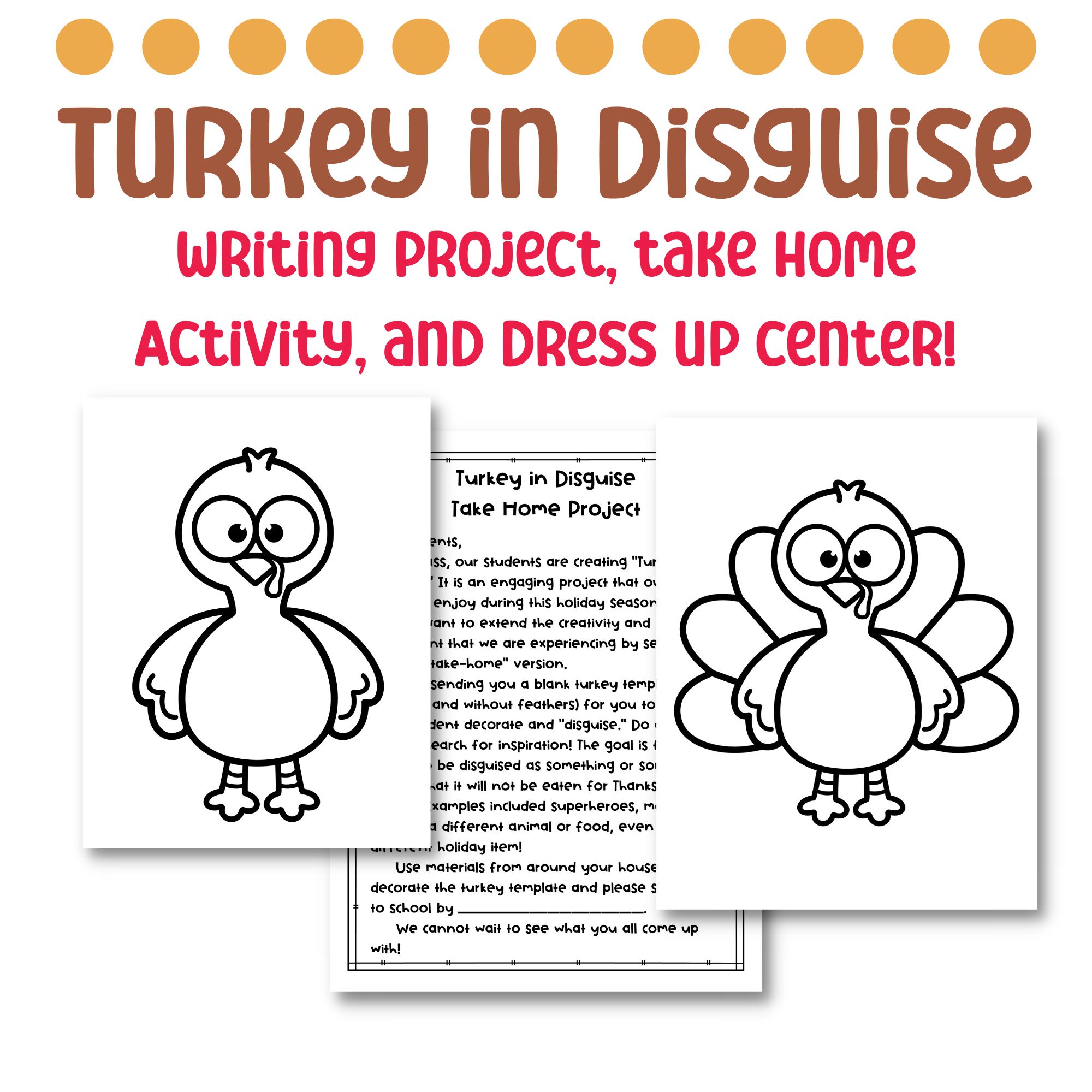 Turkey In Disguise Writing Project Take Home Craft And Dress Up Center