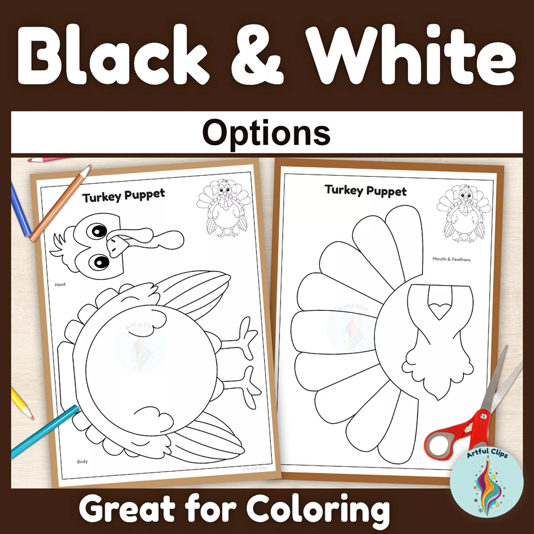 Turkey Paper Bag Puppet Template